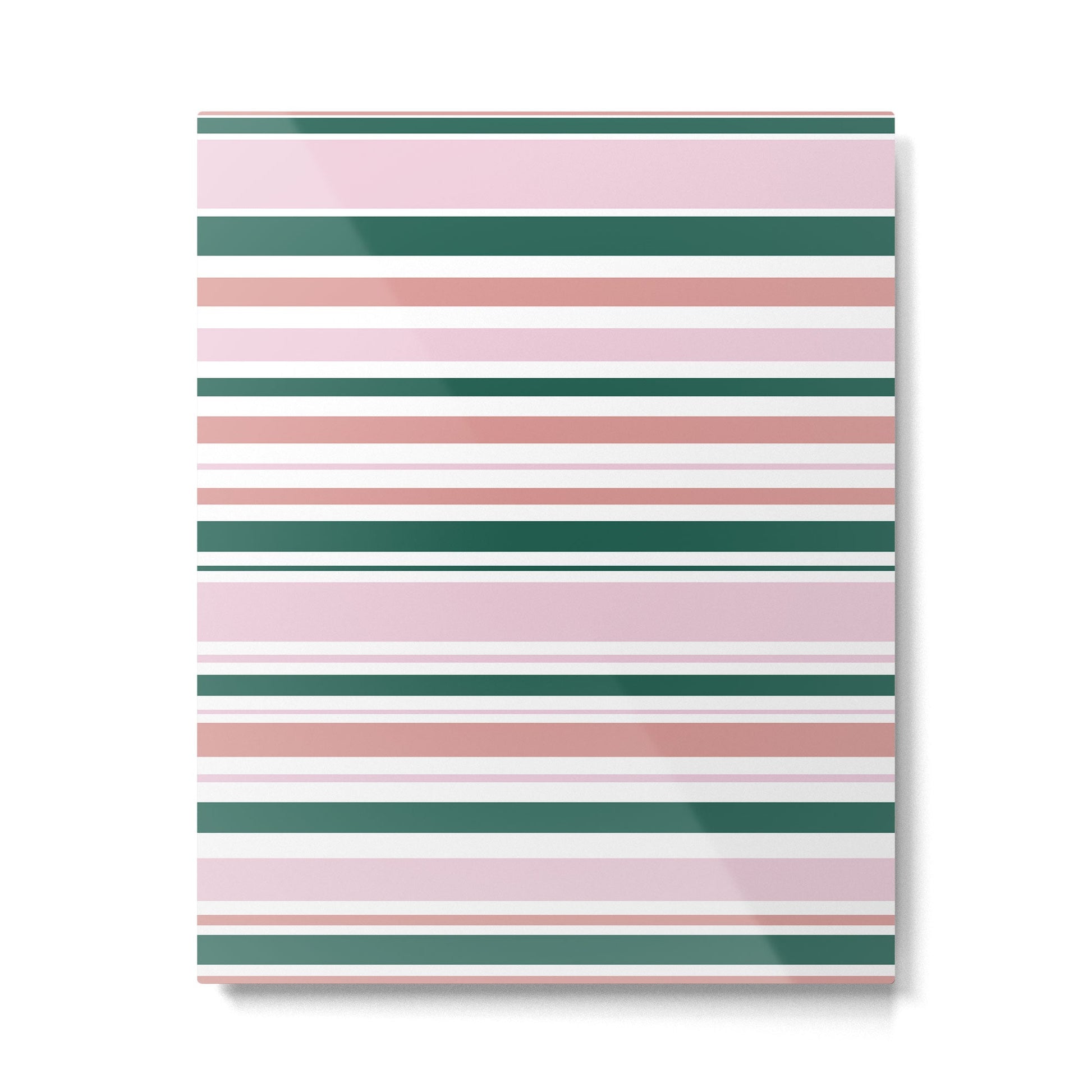 Summer Stripes - Pink, Dusty Rose, Green, and White Metal Print | TeksDecor