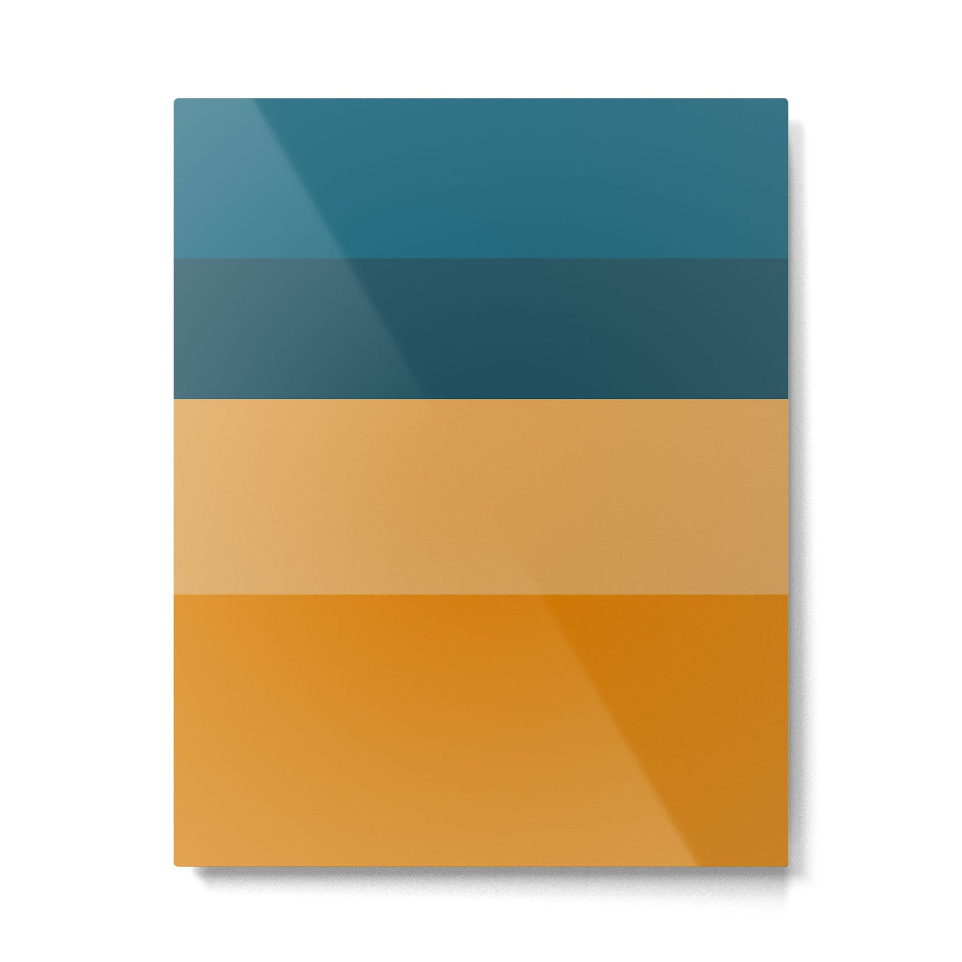 Teal Blue to Orange Minimalist Broad Stripes Color Block Pattern Metal Print | TeksDecor