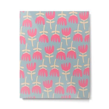 Tulips - Cheerful Scandi Floral Pattern in Pink, Apricot Cream, and Light Blue Metal Print | TeksDecor