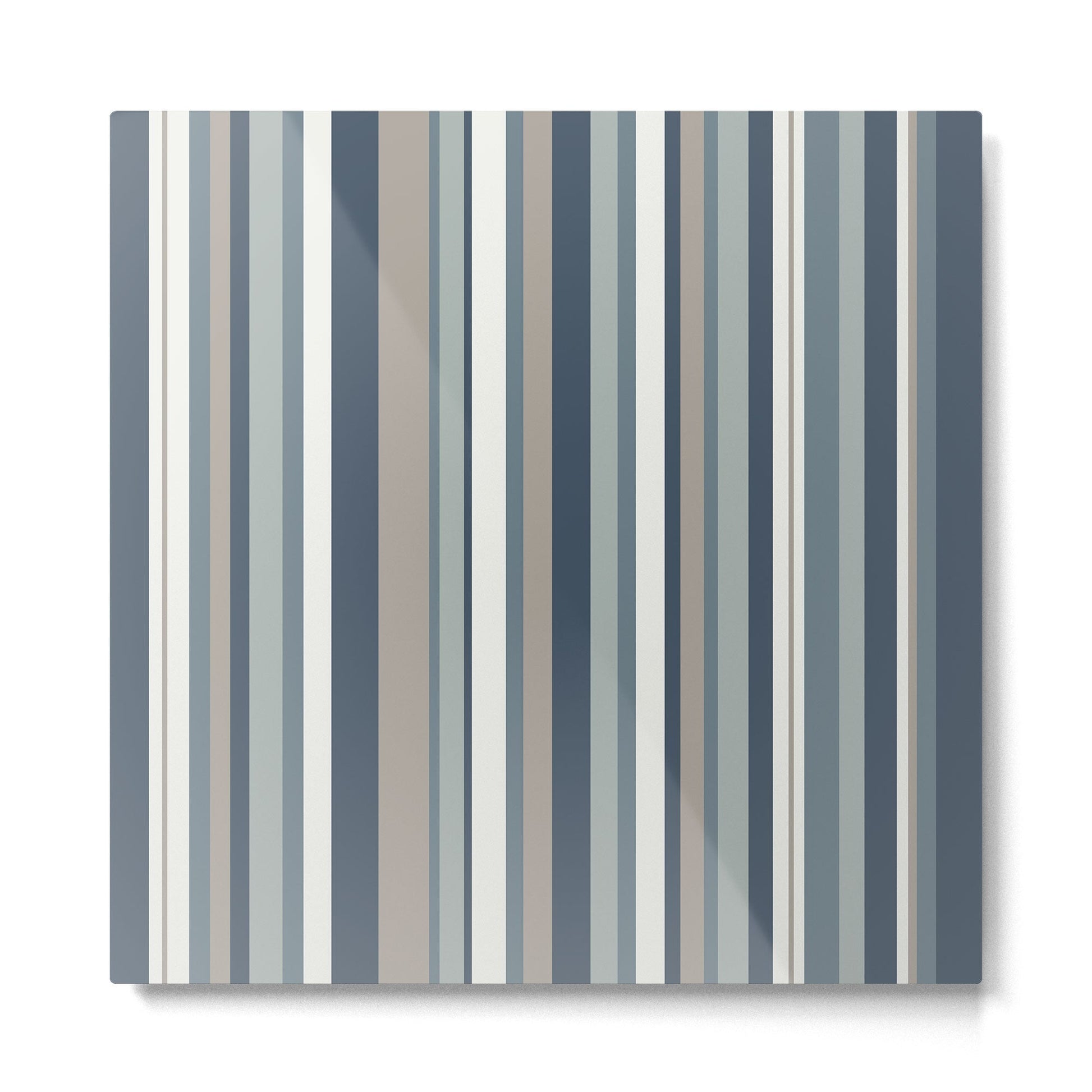 Vertical Stripes in Neutral Blue Gray Shades Metal Print | TeksDecor