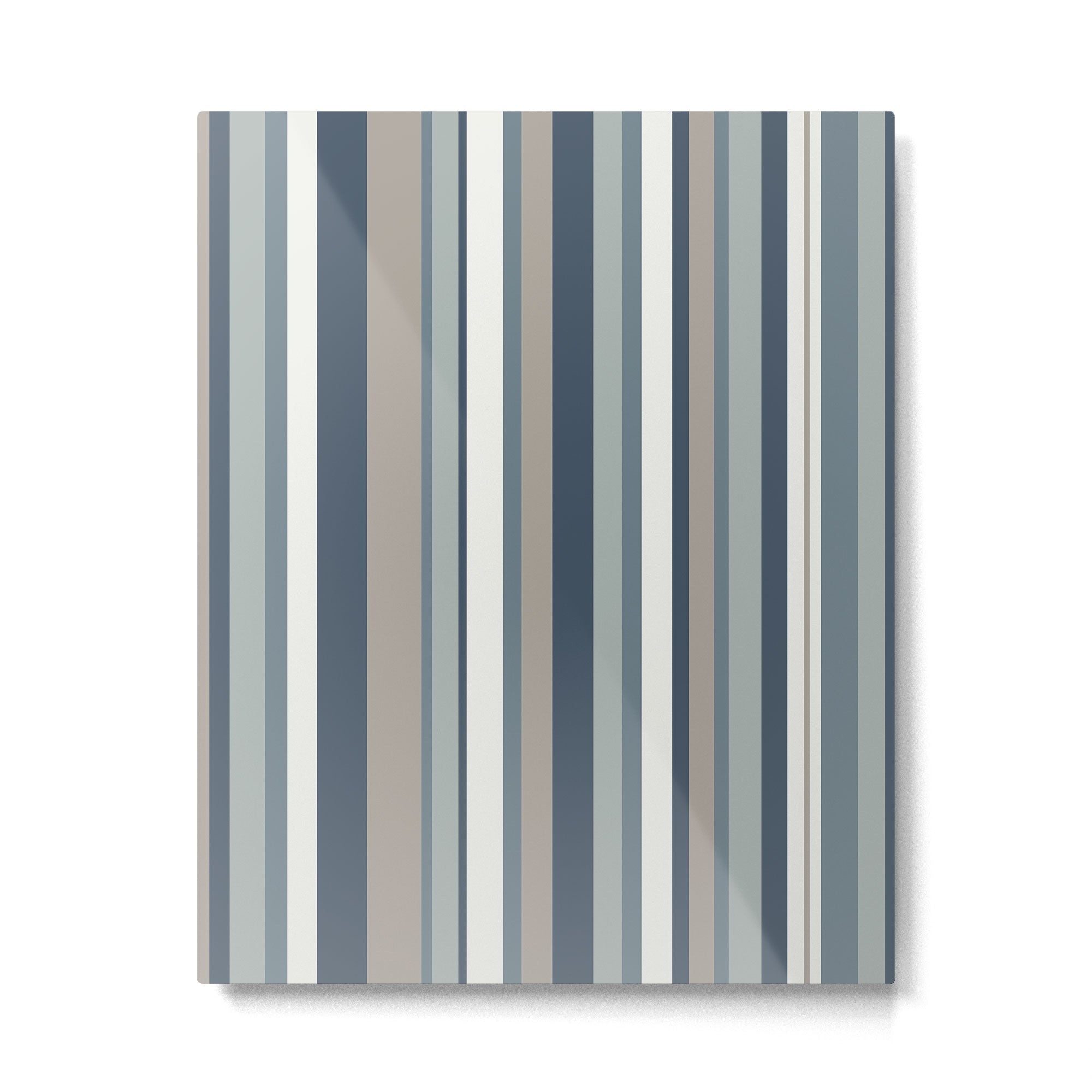 Vertical Stripes in Neutral Blue Gray Shades Metal Print | TeksDecor