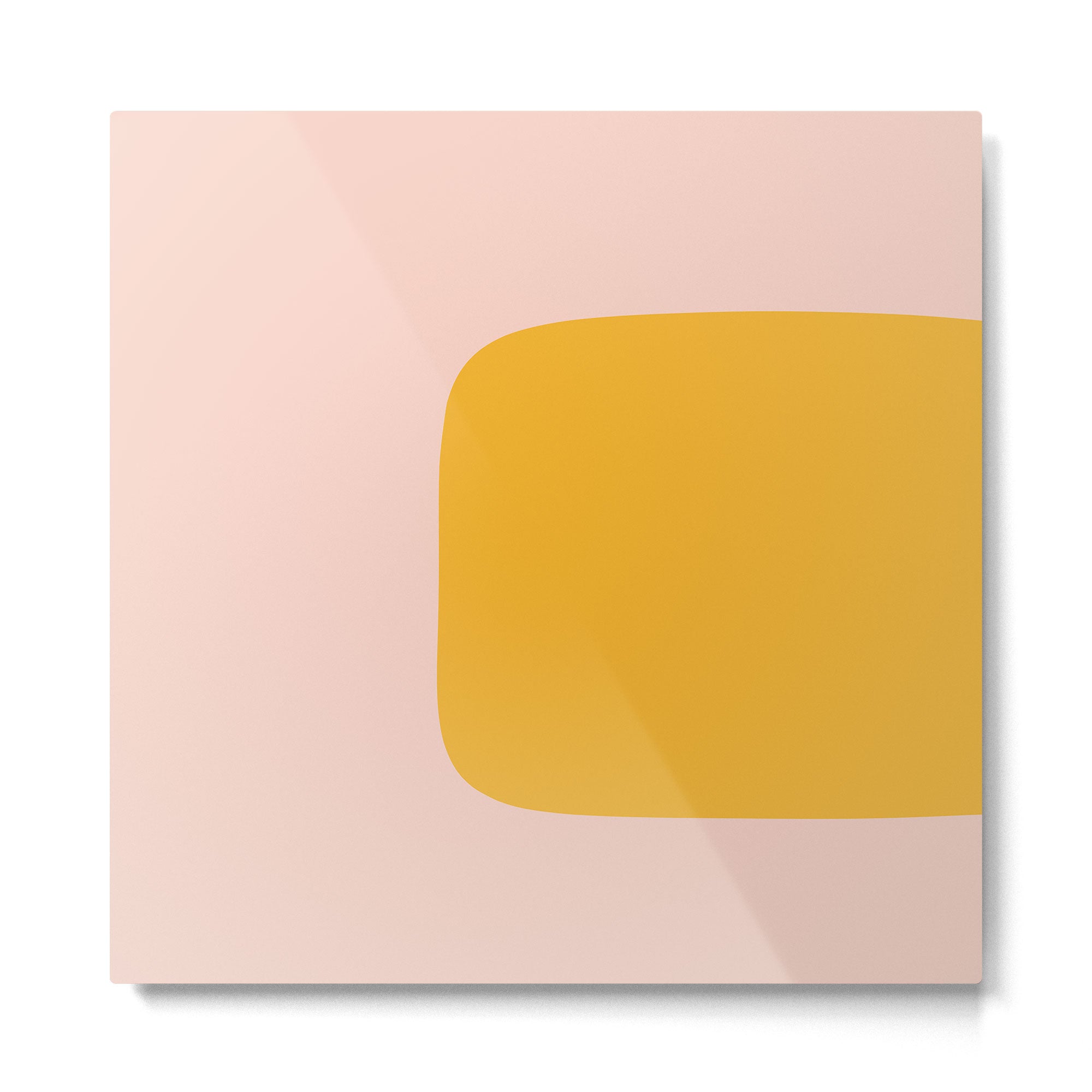 Warm Simplicity - Blush Pink and Mustard Minimalism Metal Print | TeksDecor
