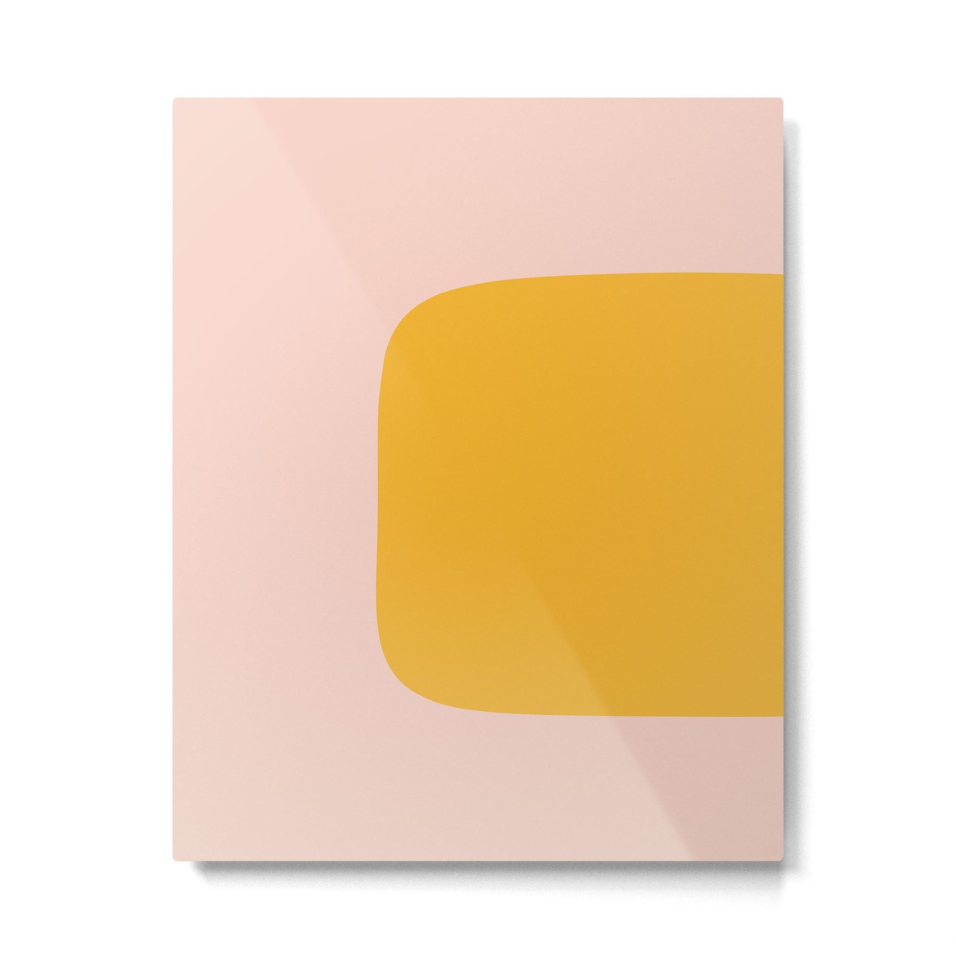 Warm Simplicity - Blush Pink and Mustard Minimalism Metal Print | TeksDecor