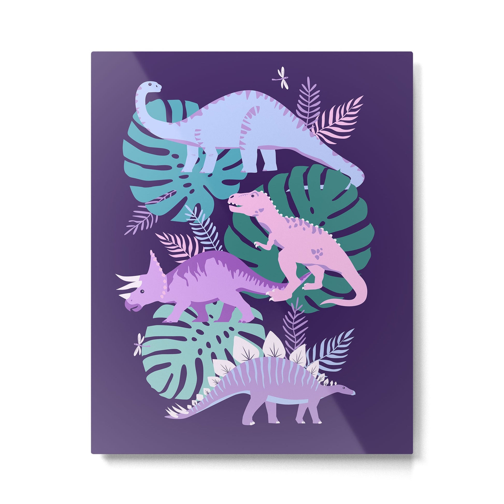 Jungle Dinosaur - Purple Metal Print | TeksDecor