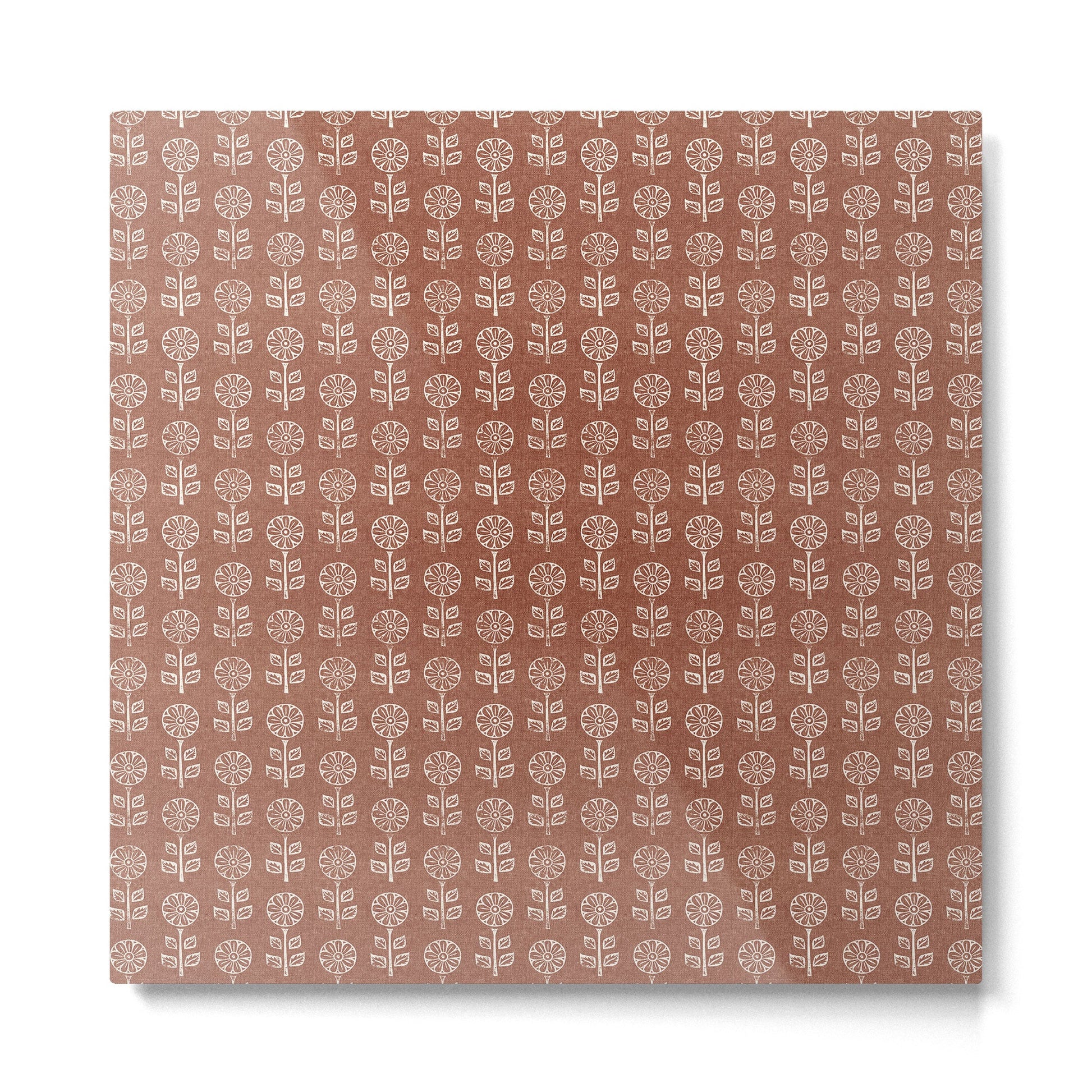 block print floral - clay Metal Print | TeksDecor