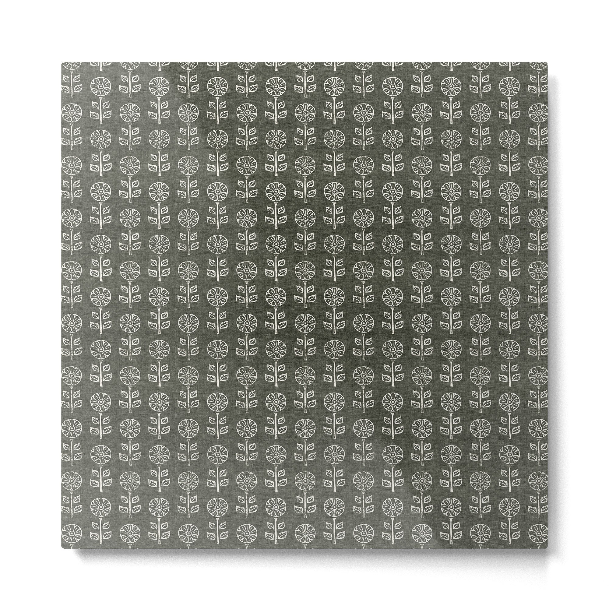 block print floral - dark olive Metal Print | TeksDecor