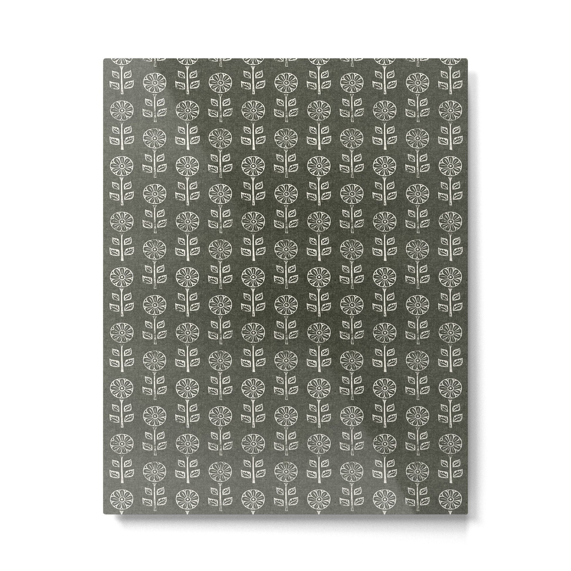 block print floral - dark olive Metal Print | TeksDecor