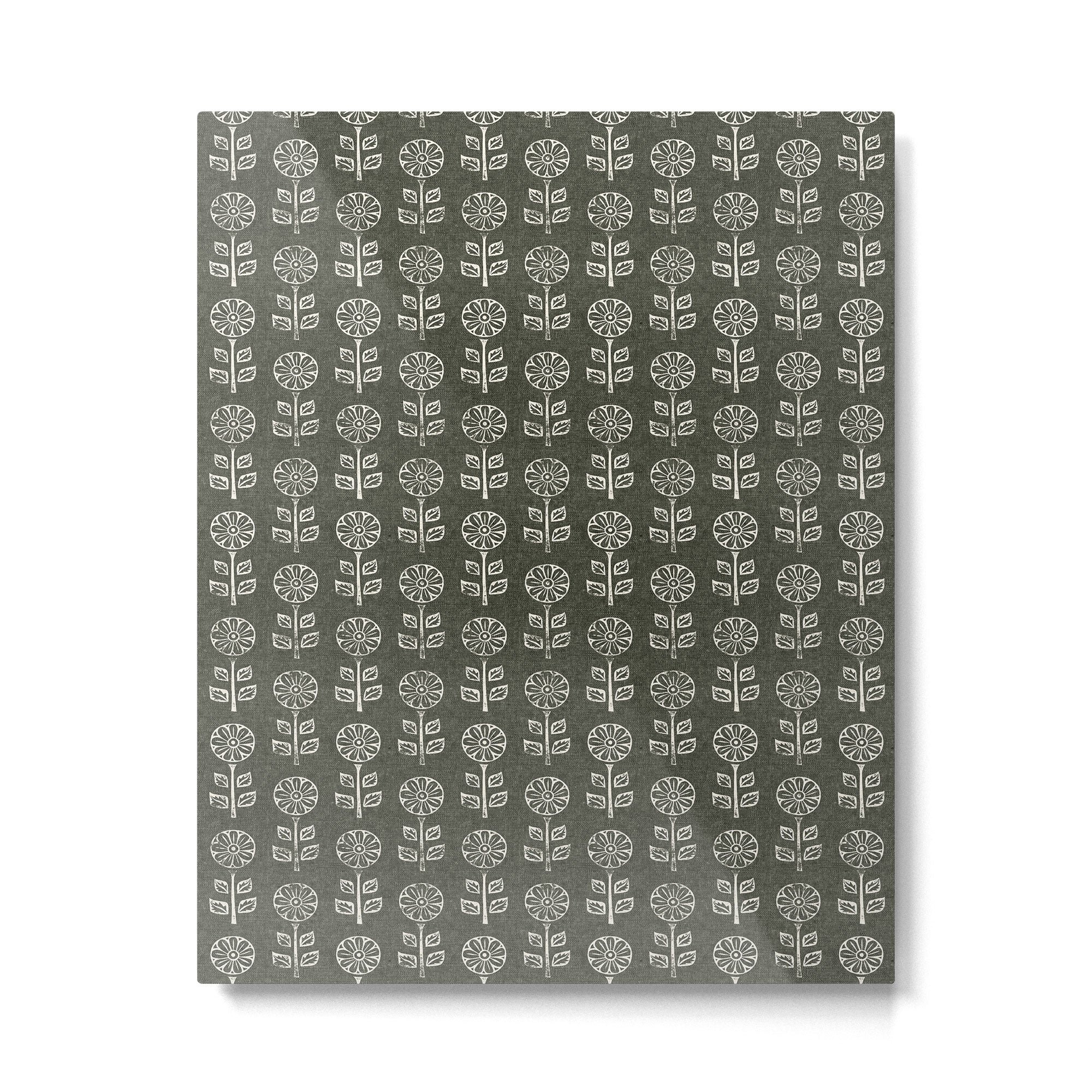 block print floral - dark olive Metal Print | TeksDecor