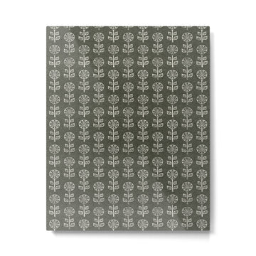 block print floral - dark olive Metal Print | TeksDecor