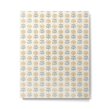 block print floral - mustard blue cream Metal Print | TeksDecor