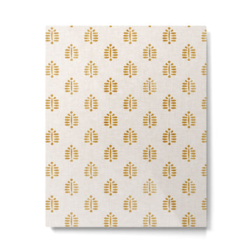 block print palm in golden on natural Metal Print | TeksDecor