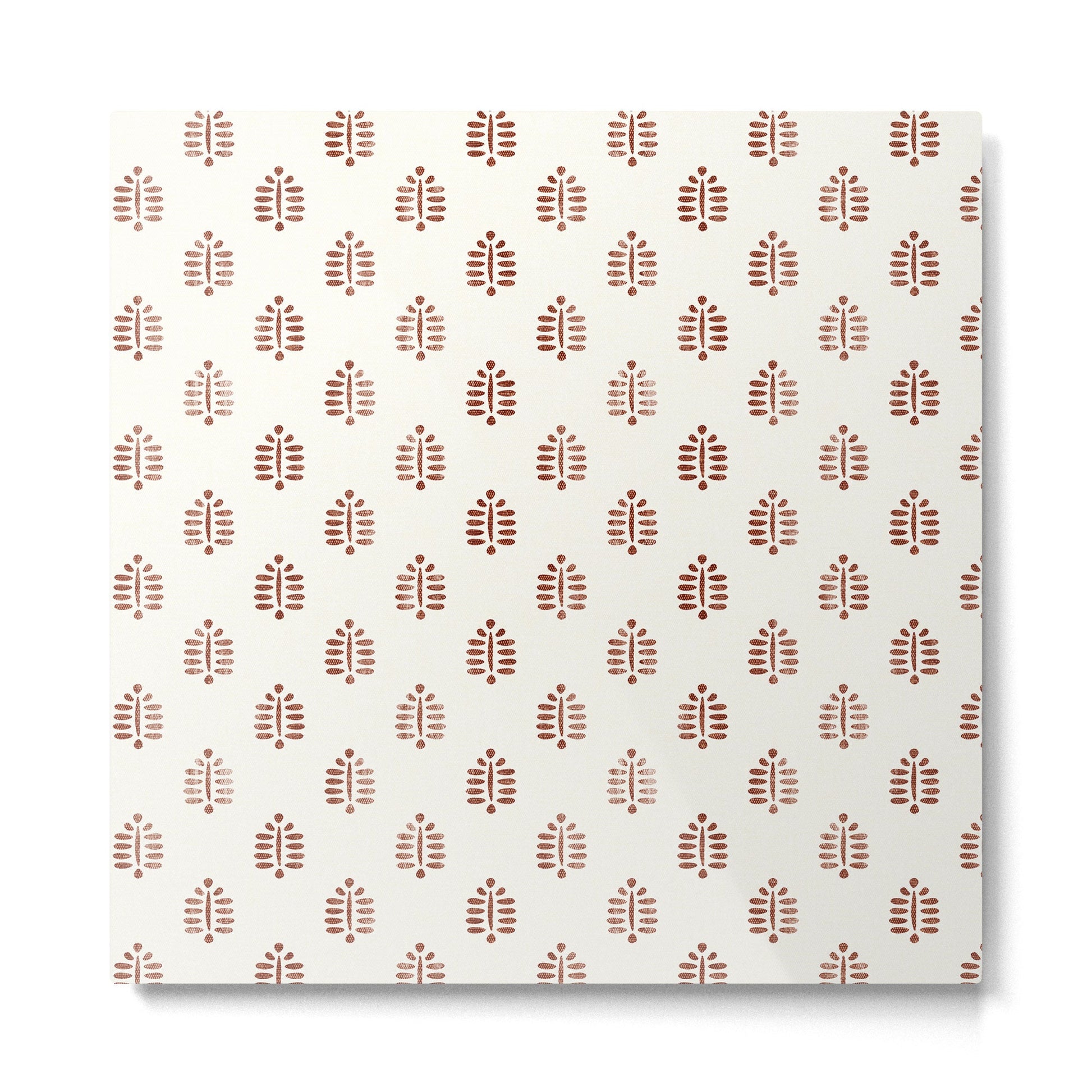 block print palm in rust Metal Print | TeksDecor