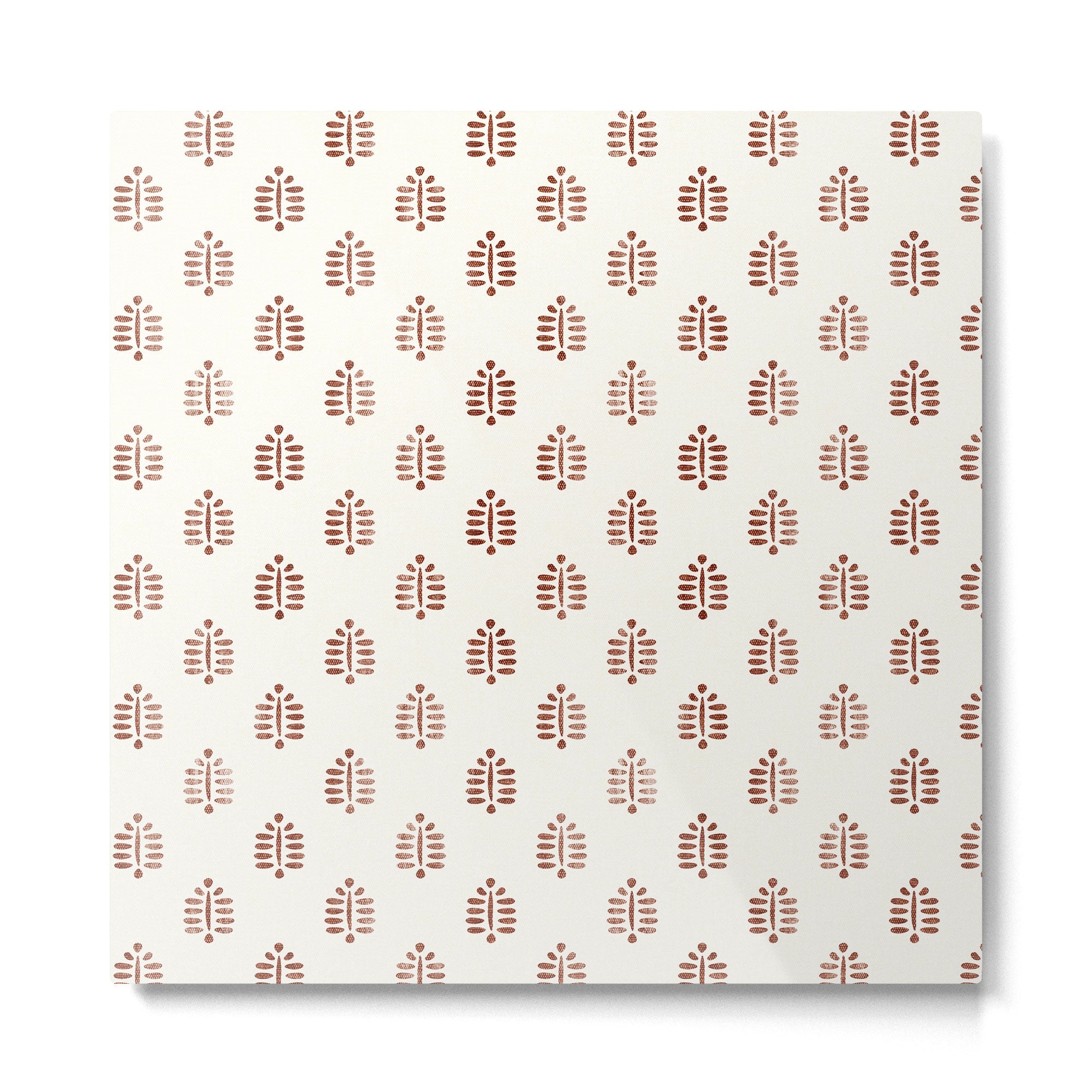 block print palm in rust Metal Print | TeksDecor