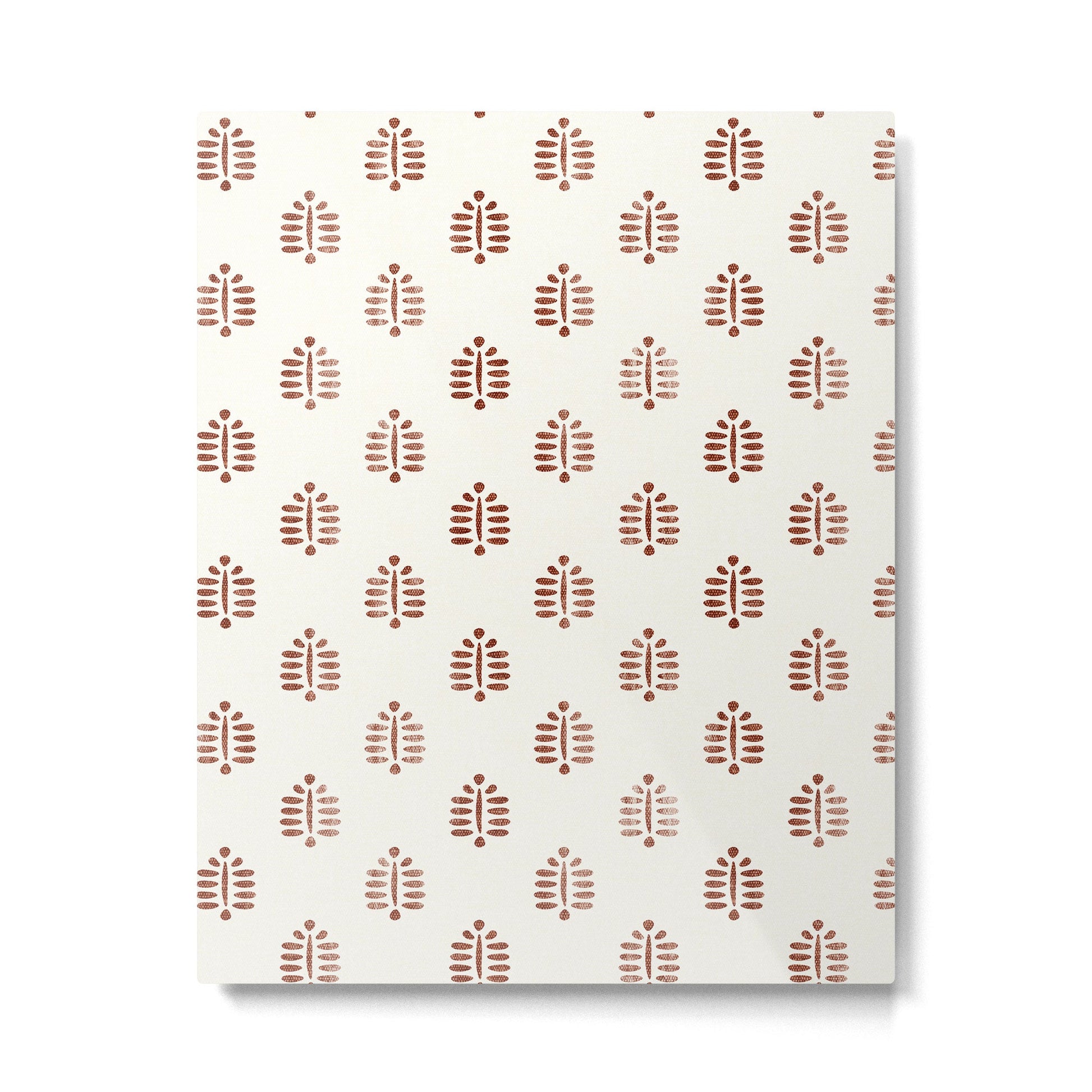 block print palm in rust Metal Print | TeksDecor