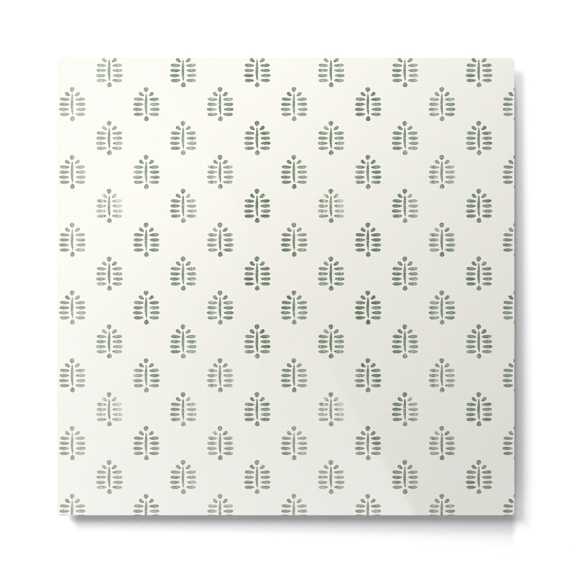 block print palm in sage on cream Metal Print | TeksDecor