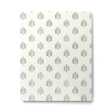 block print palm in sage on cream Metal Print | TeksDecor