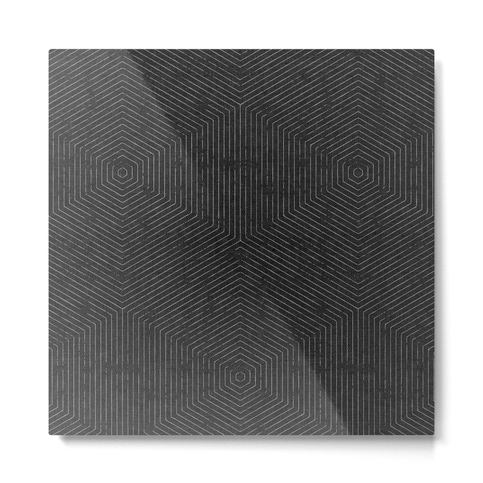 boho hexagon stripes - charcoal Metal Print | TeksDecor