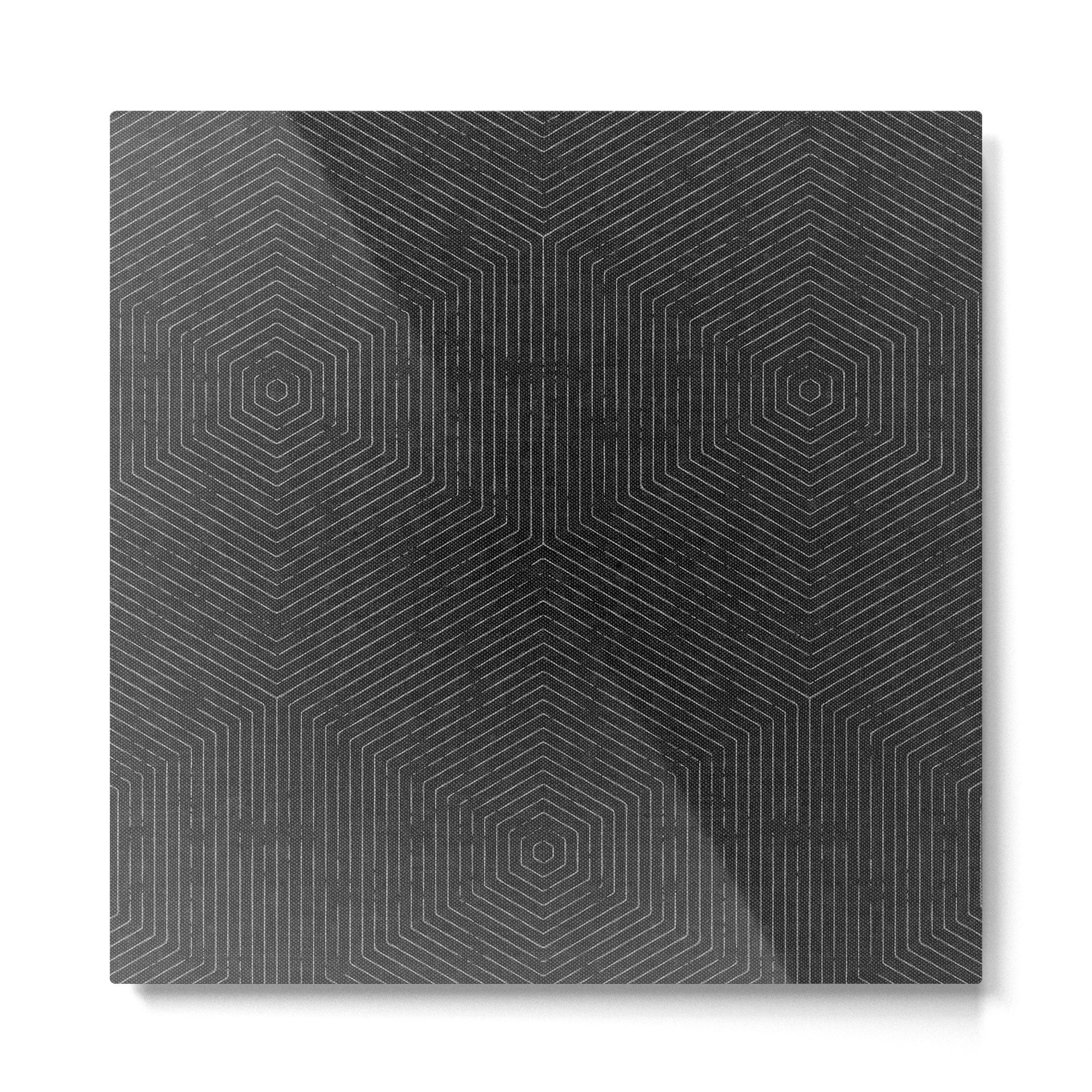 boho hexagon stripes - charcoal Metal Print | TeksDecor