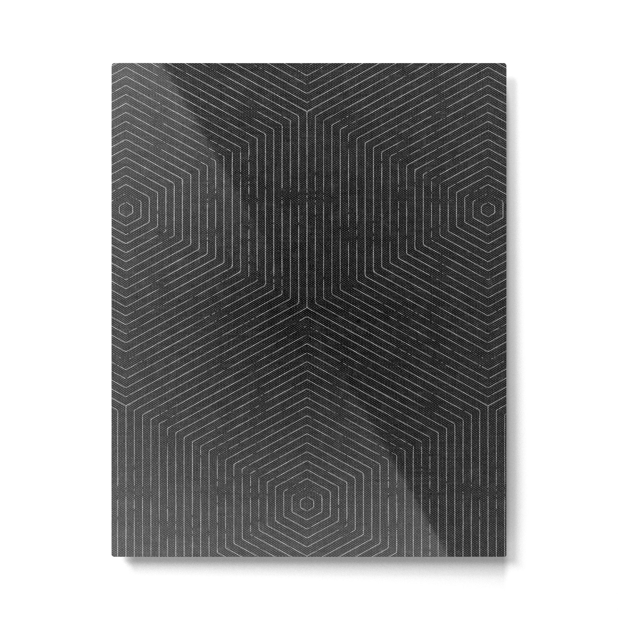 boho hexagon stripes - charcoal Metal Print | TeksDecor