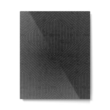 boho hexagon stripes - charcoal Metal Print | TeksDecor