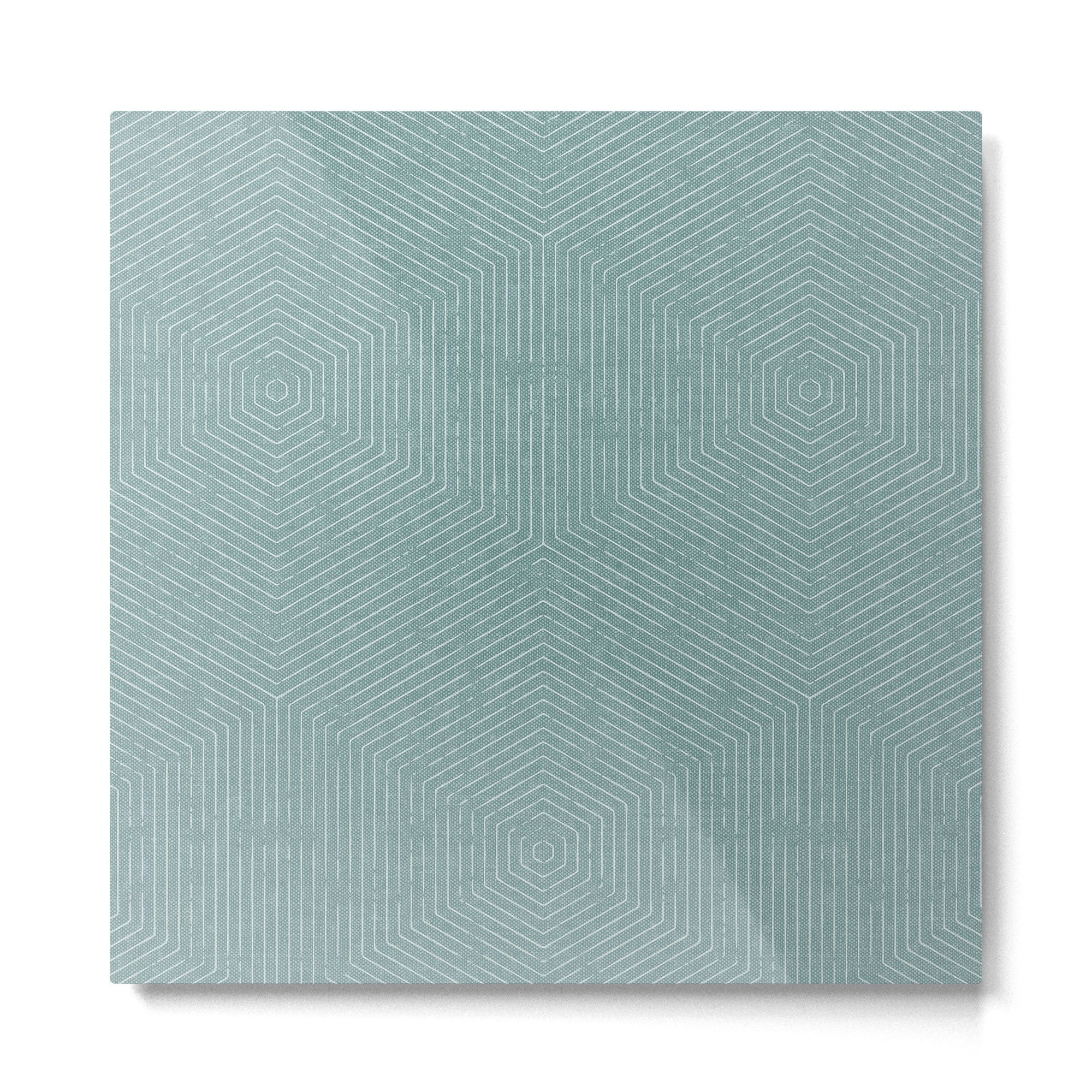 boho hexagon stripes - dusty blue Metal Print | TeksDecor
