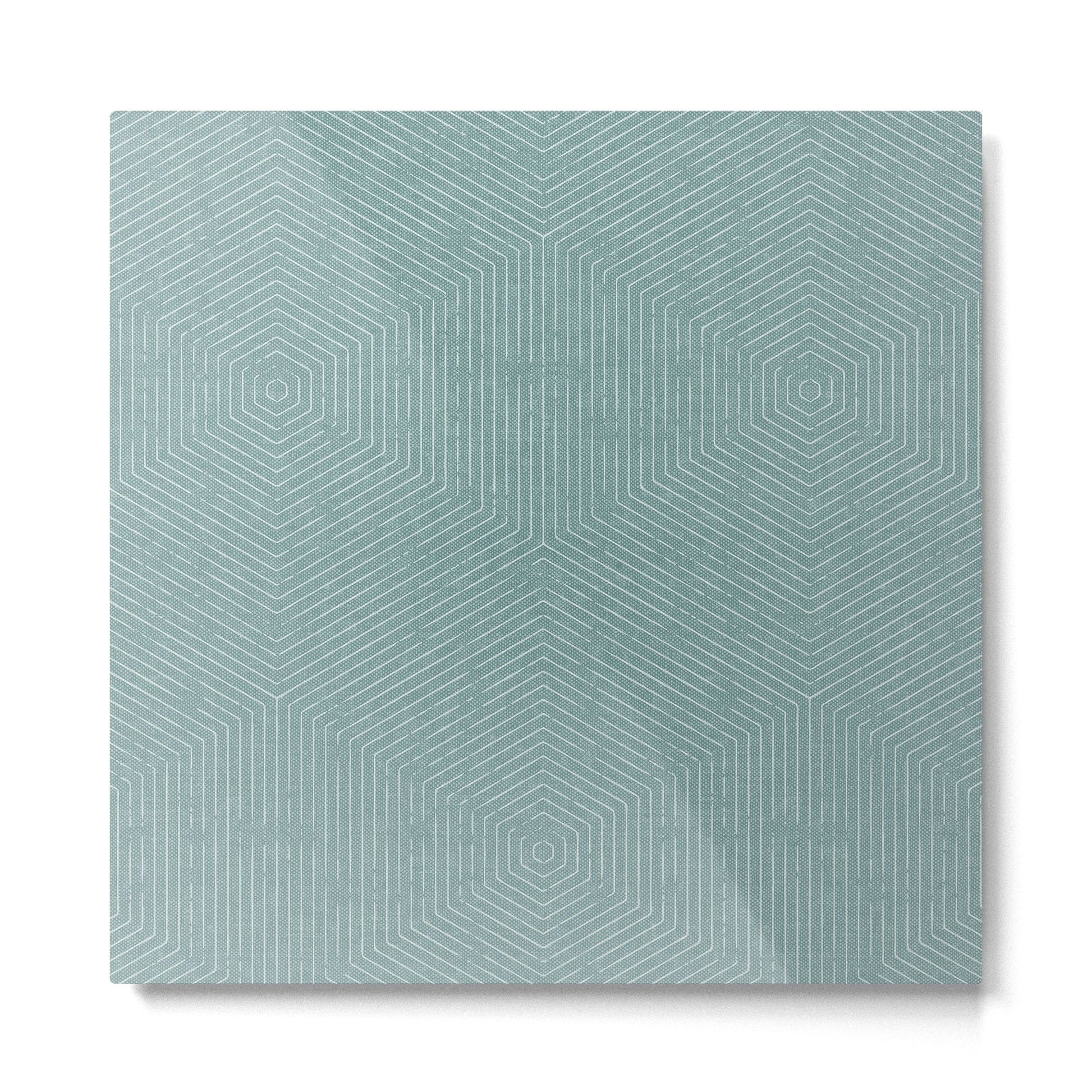 boho hexagon stripes - dusty blue Metal Print | TeksDecor