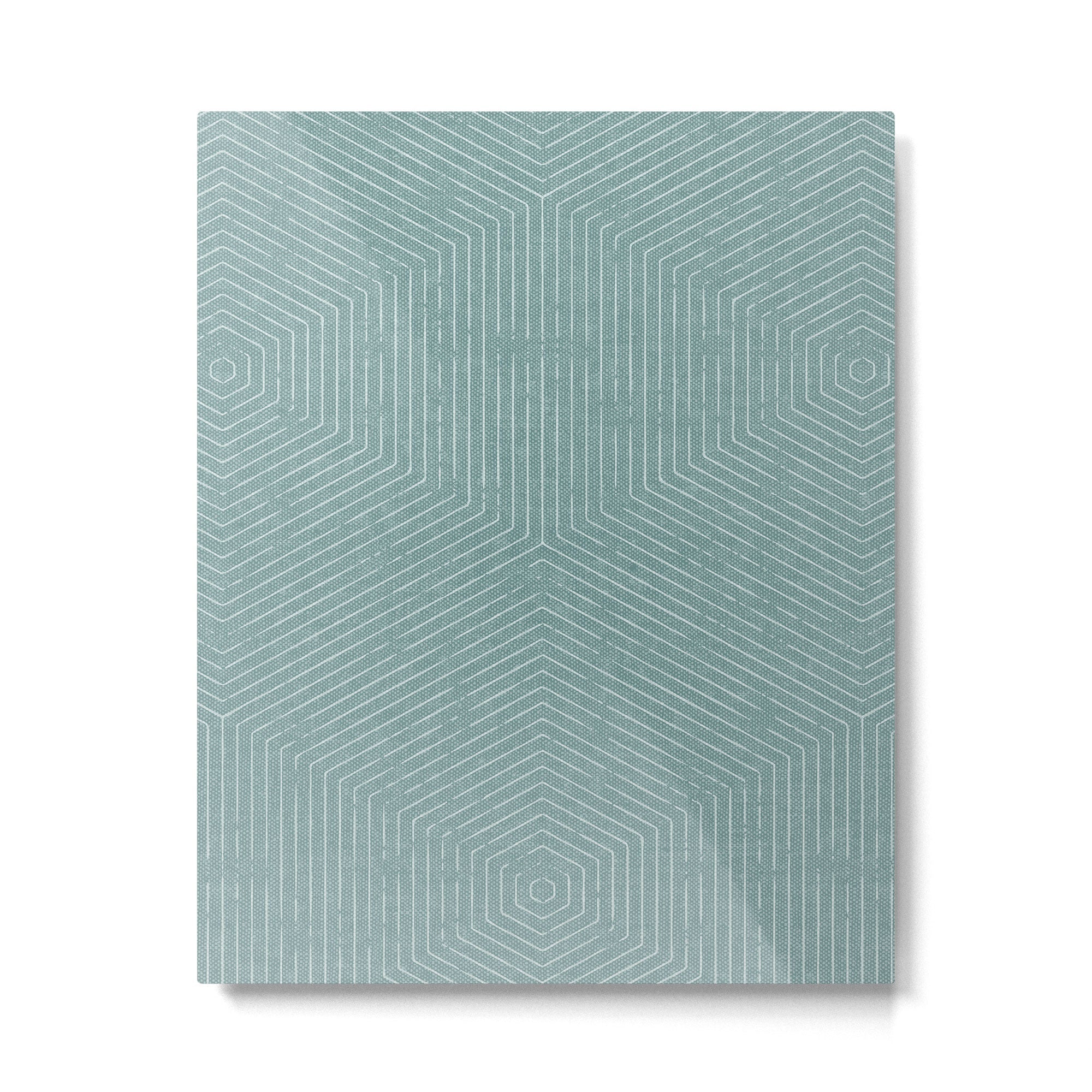 boho hexagon stripes - dusty blue Metal Print | TeksDecor