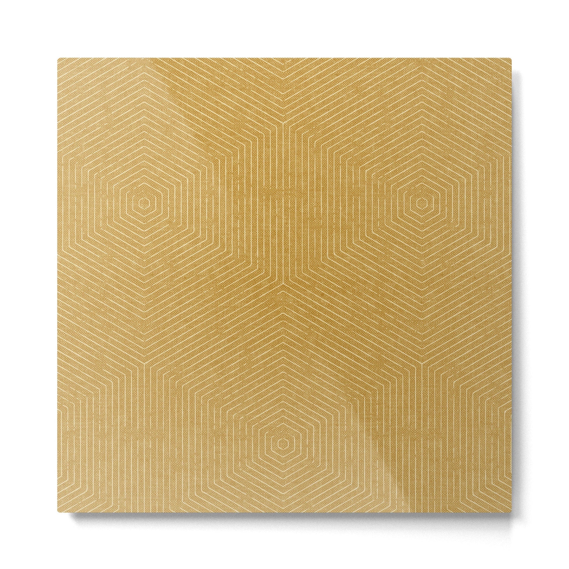 boho hexagon stripes - mustard Metal Print | TeksDecor