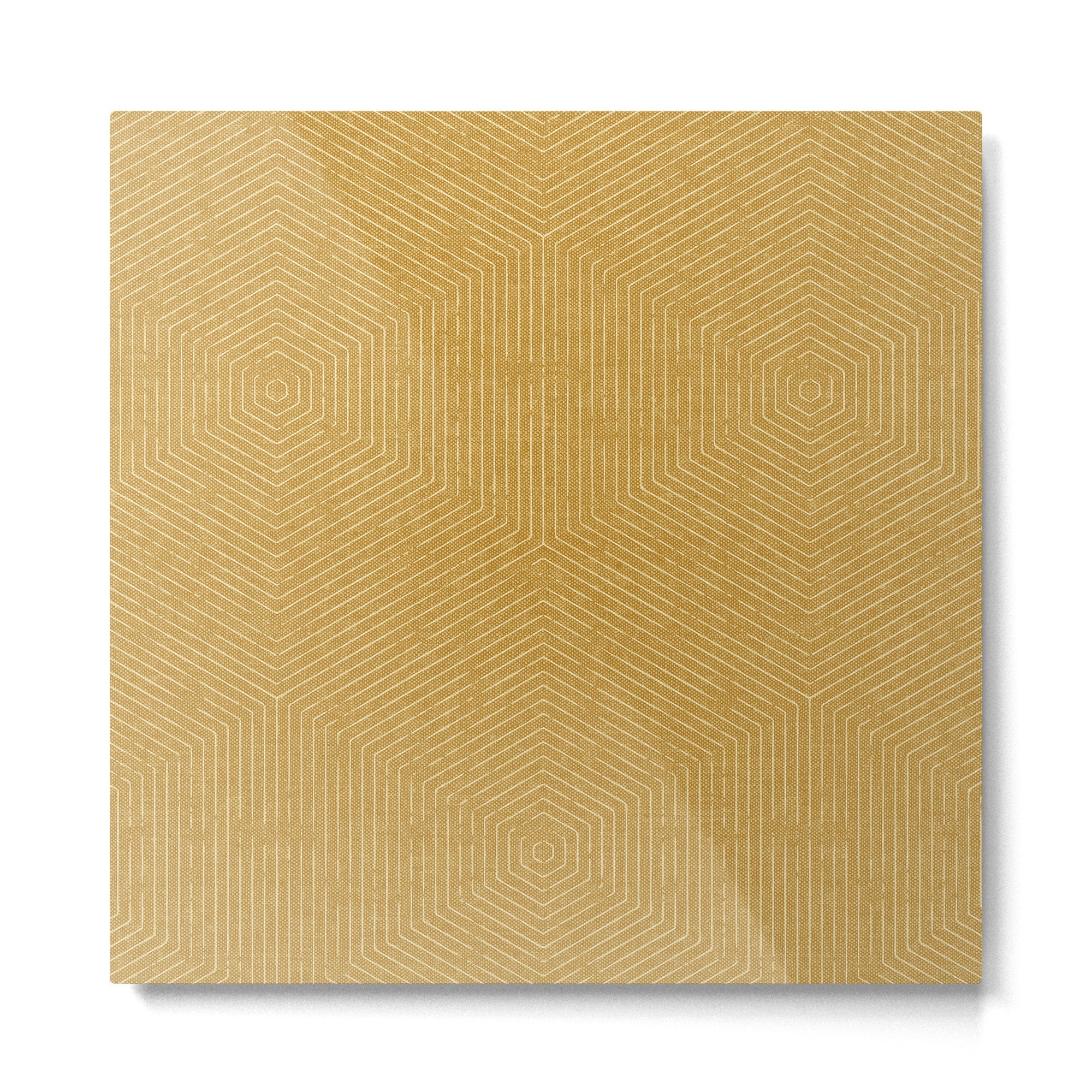 boho hexagon stripes - mustard Metal Print | TeksDecor