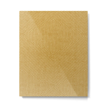 boho hexagon stripes - mustard Metal Print | TeksDecor