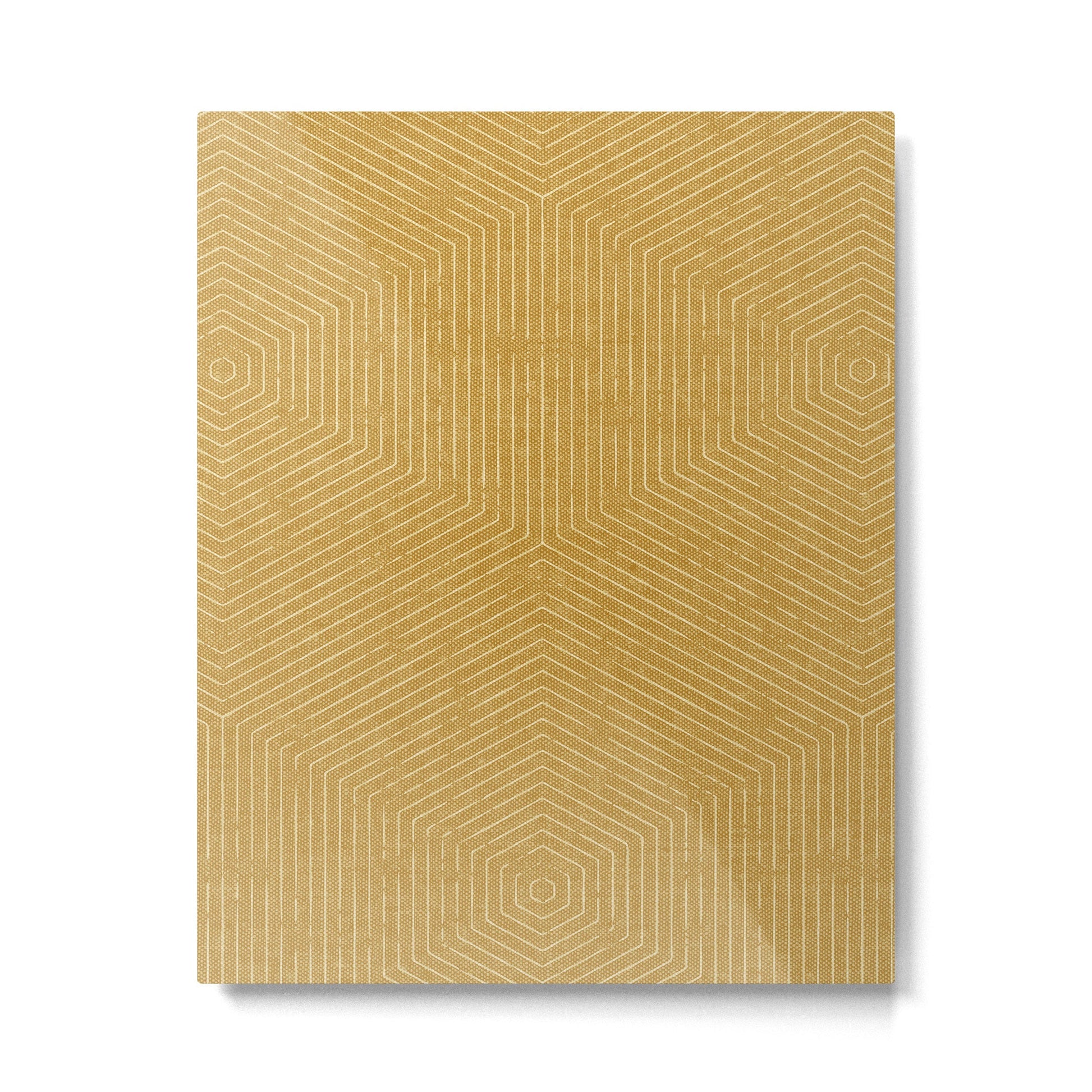 boho hexagon stripes - mustard Metal Print | TeksDecor