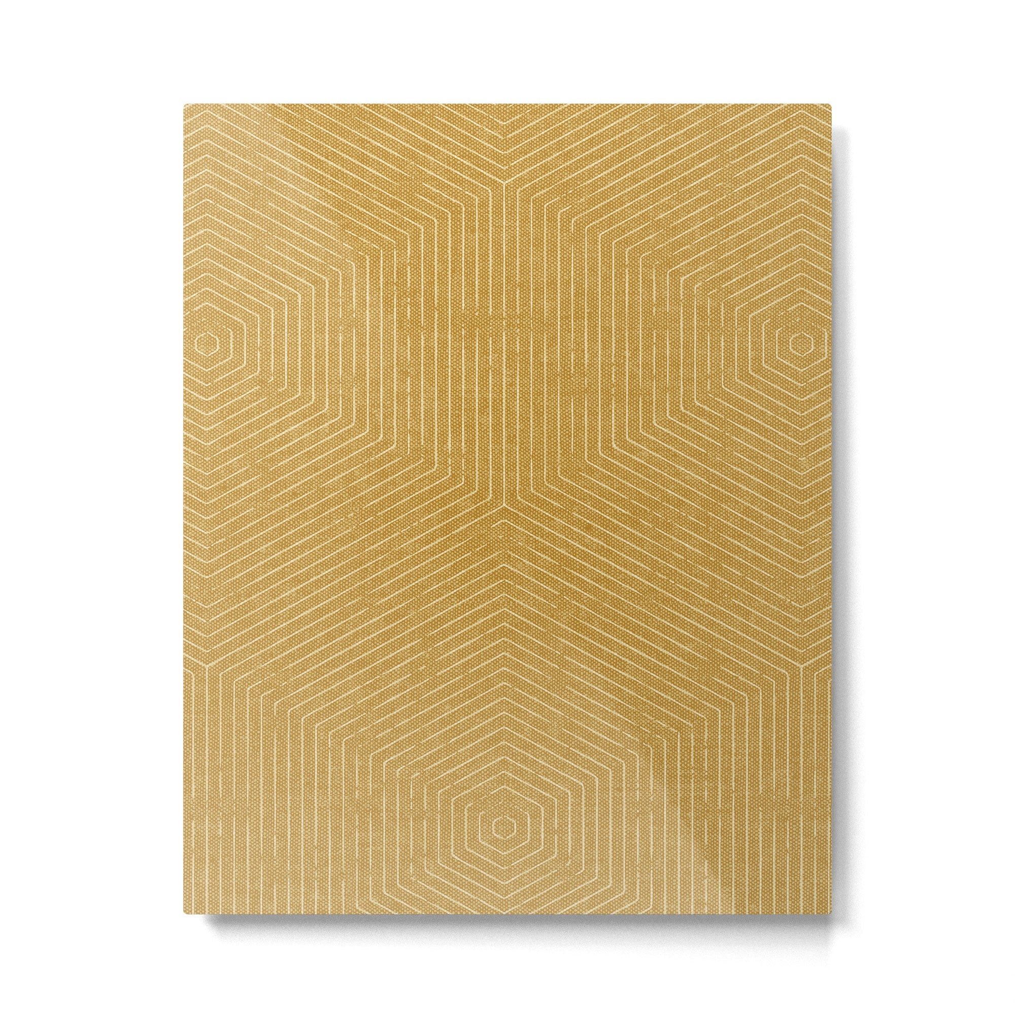 boho hexagon stripes - mustard Metal Print | TeksDecor