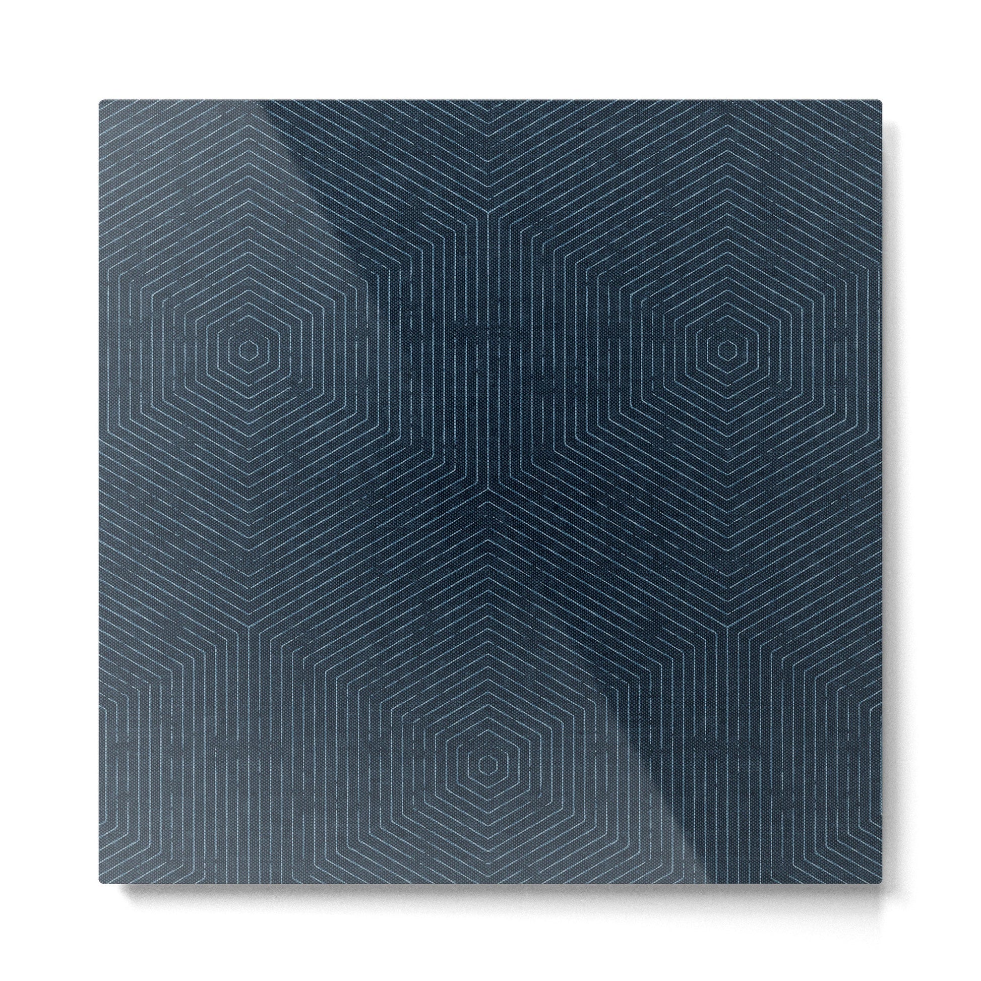 boho hexagon stripes - navy Metal Print | TeksDecor