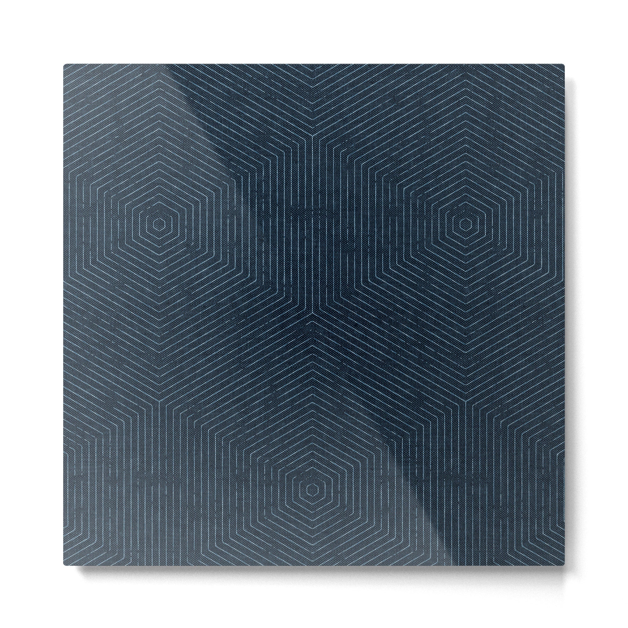 boho hexagon stripes - navy Metal Print | TeksDecor