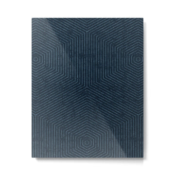 boho hexagon stripes - navy Metal Print | TeksDecor