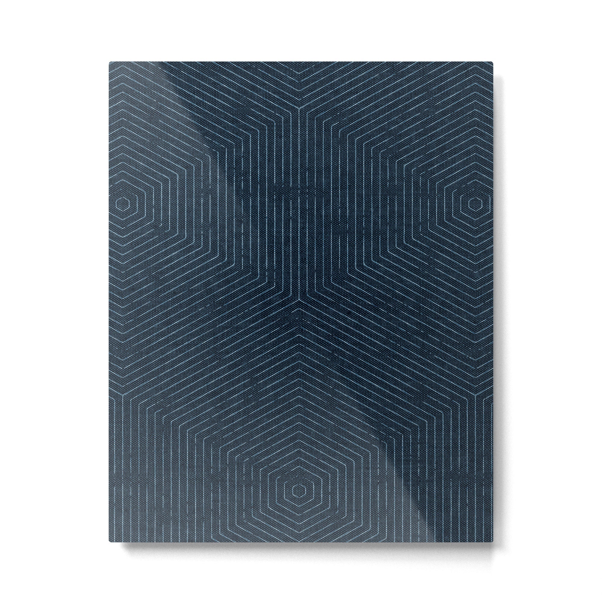 boho hexagon stripes - navy Metal Print | TeksDecor