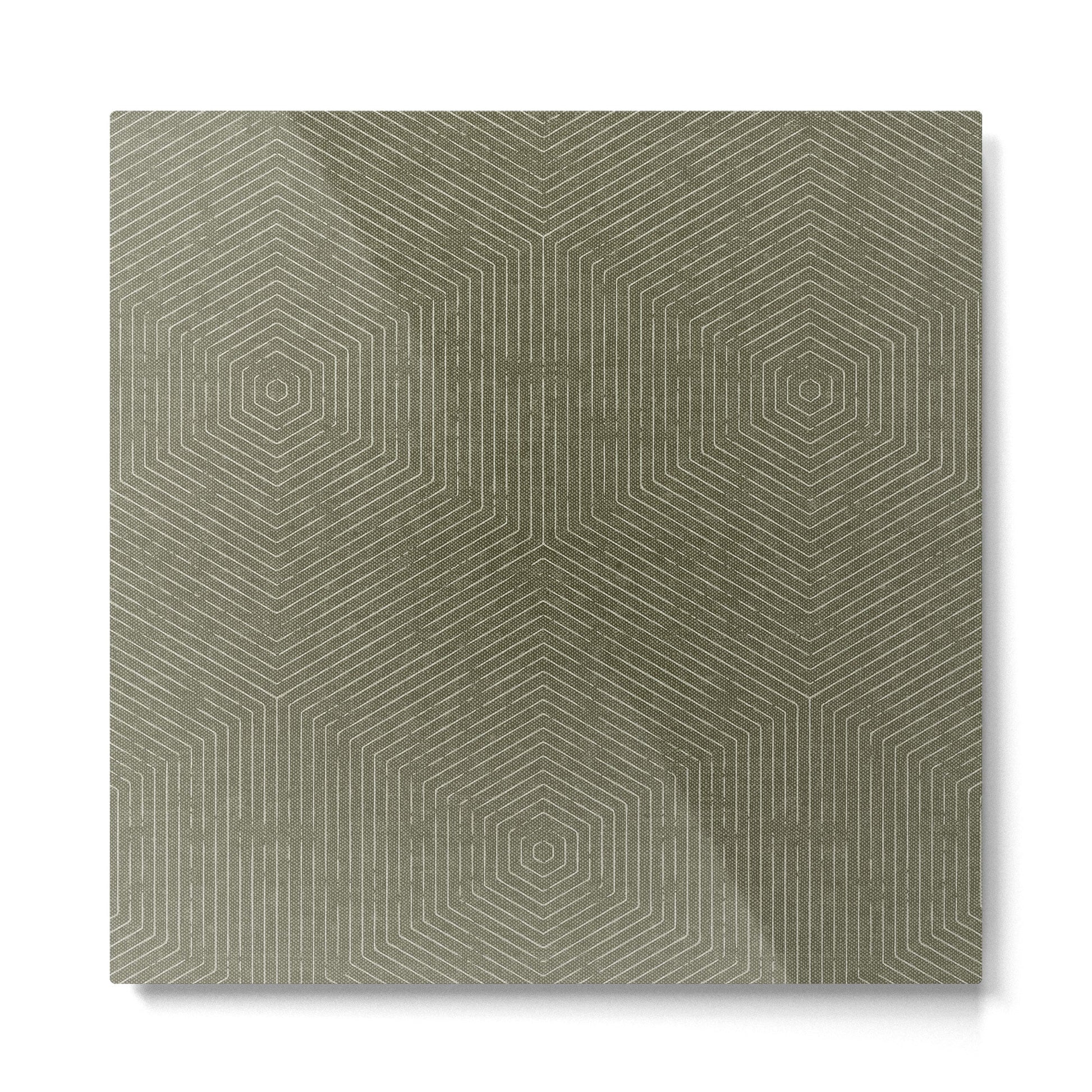 boho hexagon stripes - olive green Metal Print | TeksDecor