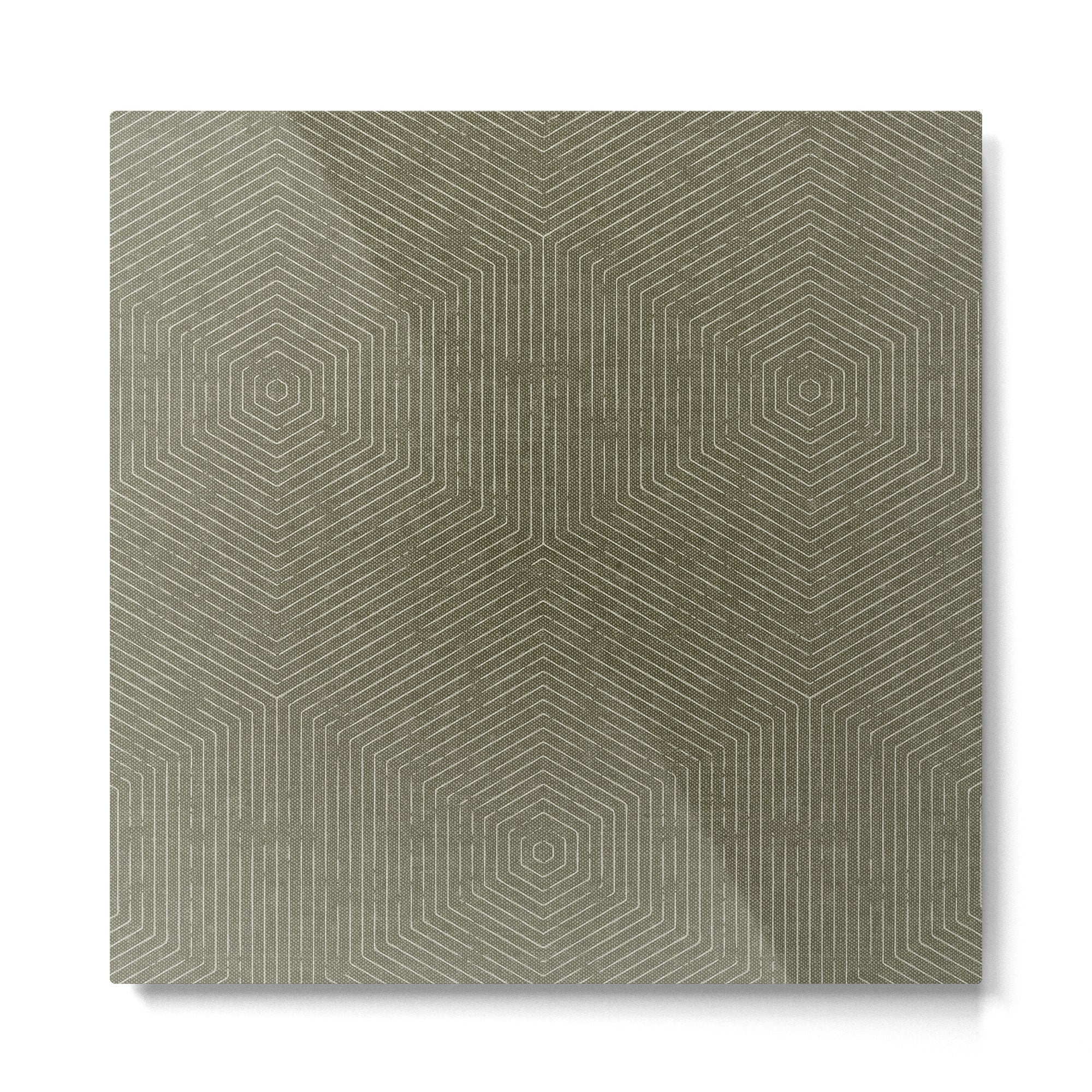boho hexagon stripes - olive green Metal Print | TeksDecor
