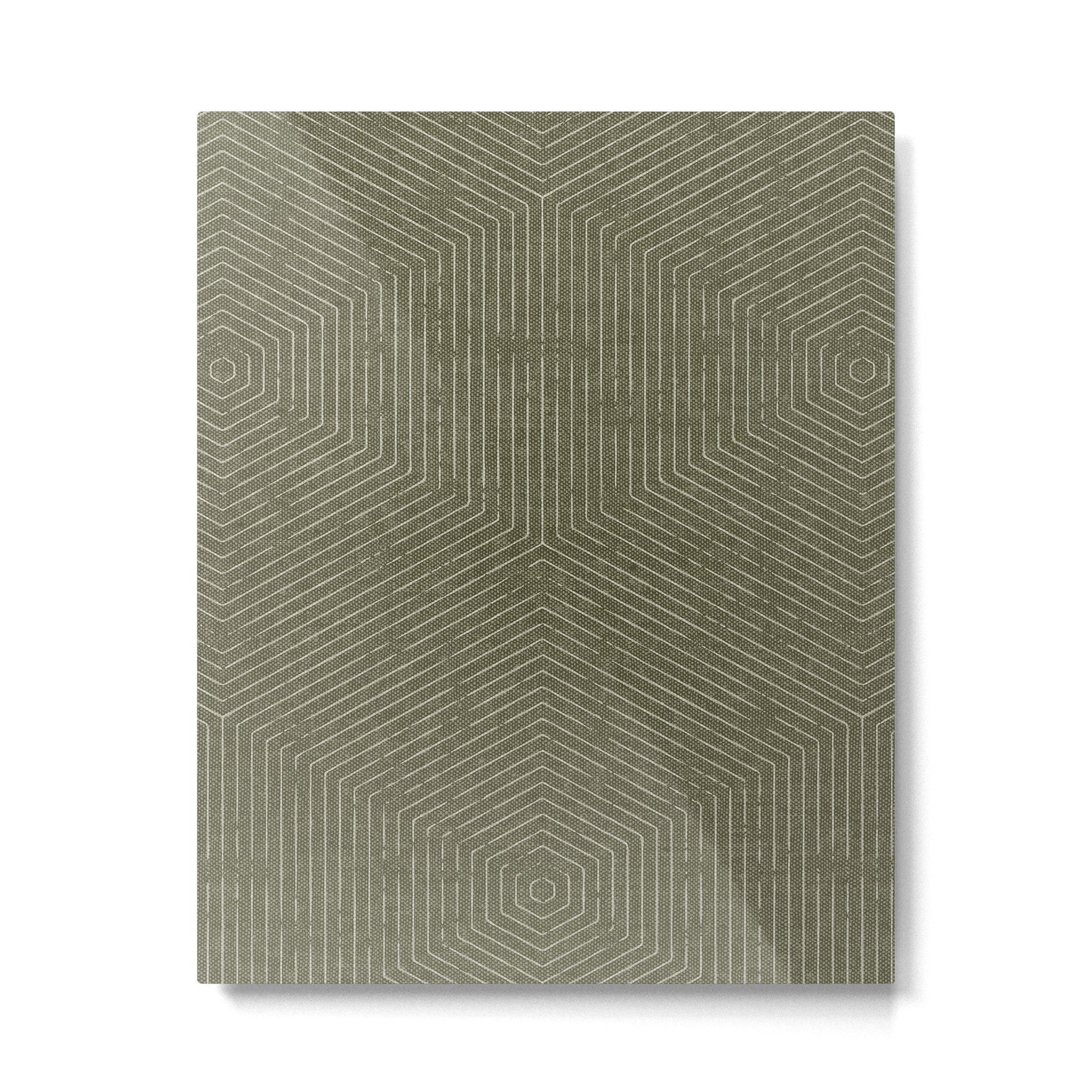 boho hexagon stripes - olive green Metal Print | TeksDecor