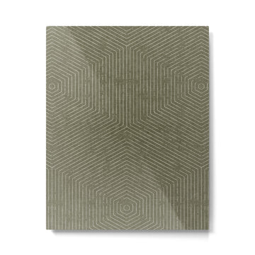 boho hexagon stripes - olive green Metal Print | TeksDecor