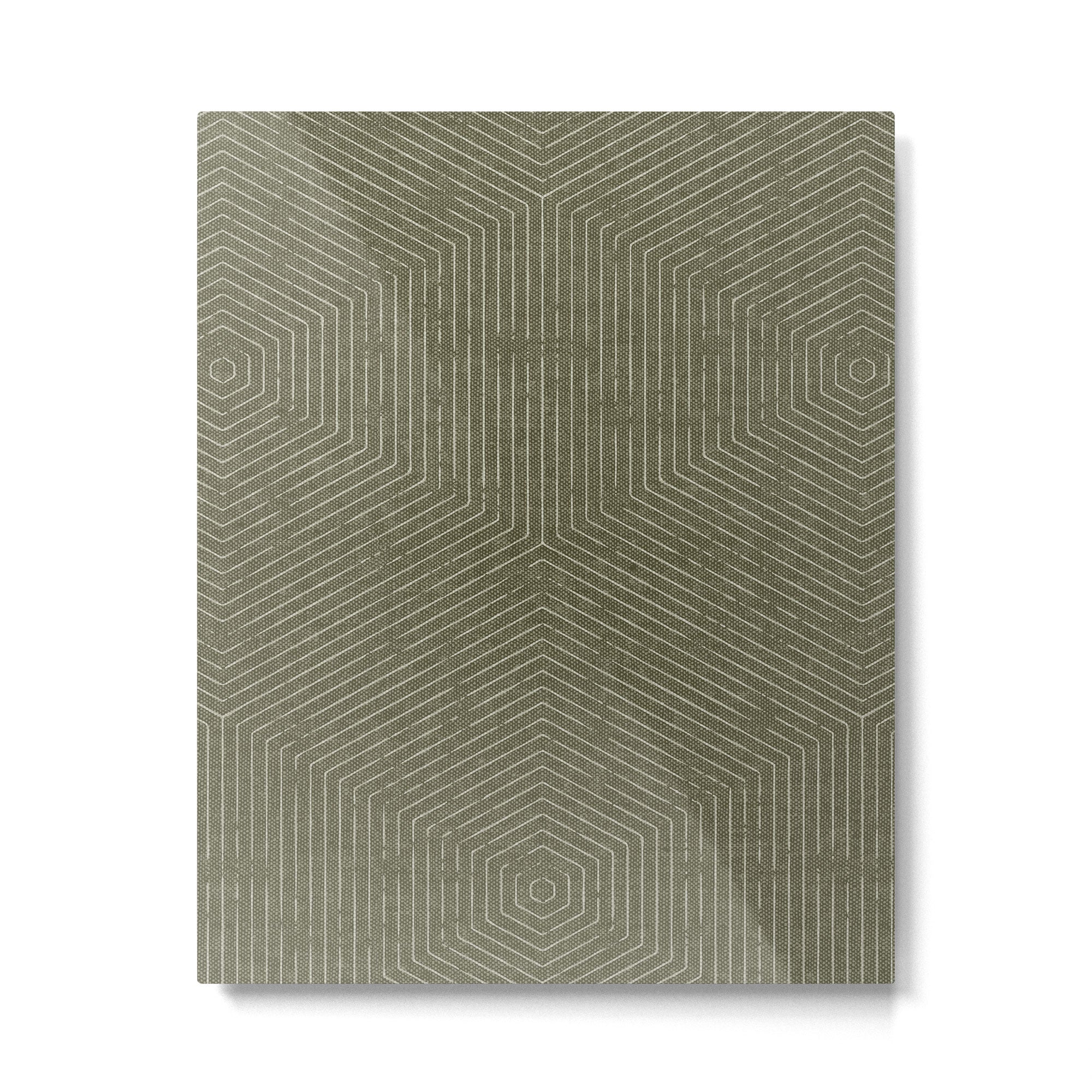 boho hexagon stripes - olive green Metal Print | TeksDecor
