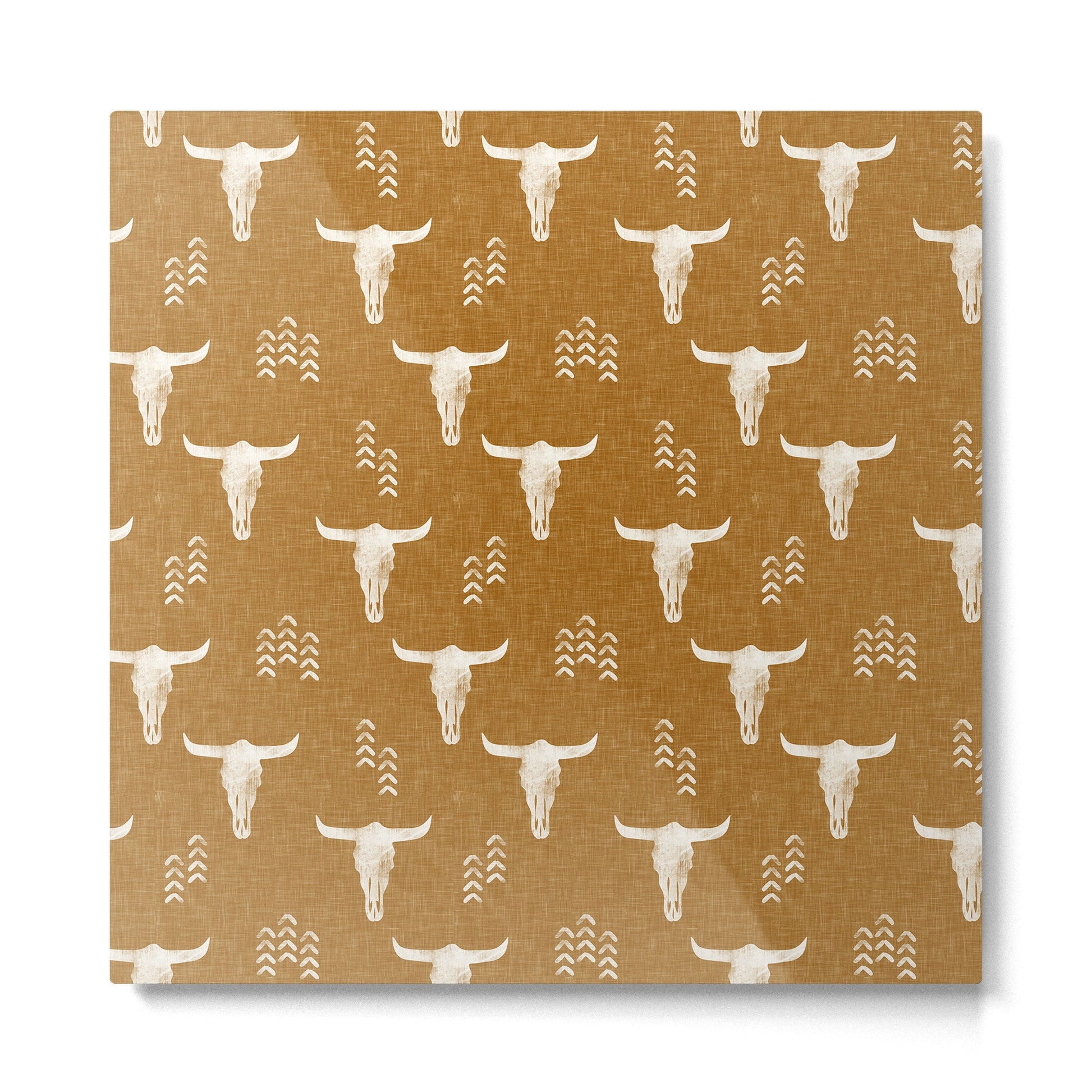 desert skulls - southwest cow skull - gold Metal Print | TeksDecor