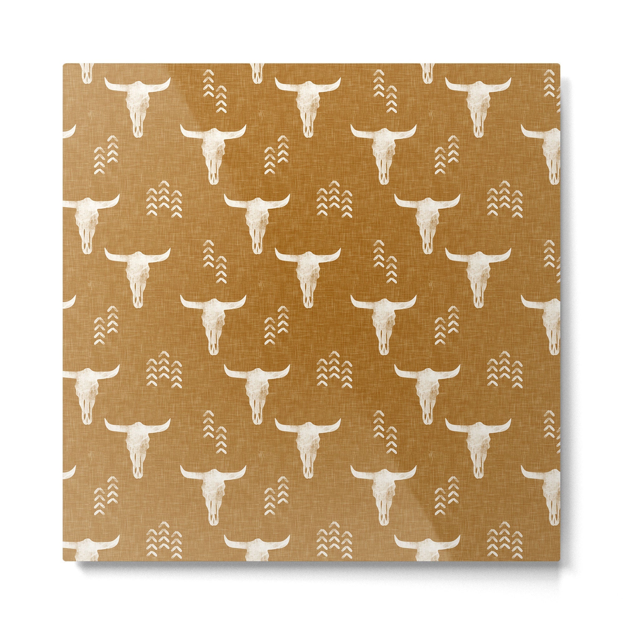desert skulls - southwest cow skull - gold Metal Print | TeksDecor