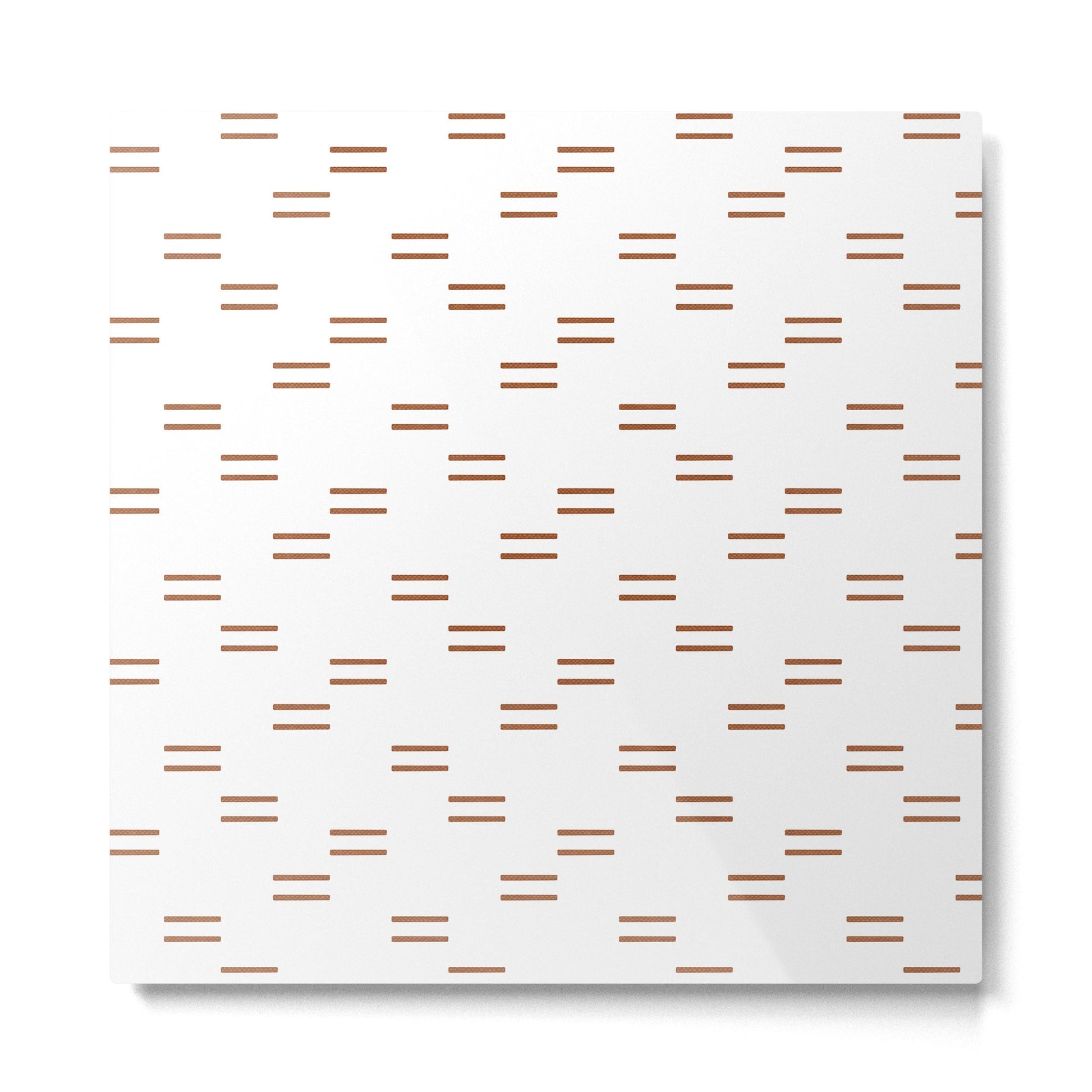 double dash in burnt orange on white Metal Print | TeksDecor