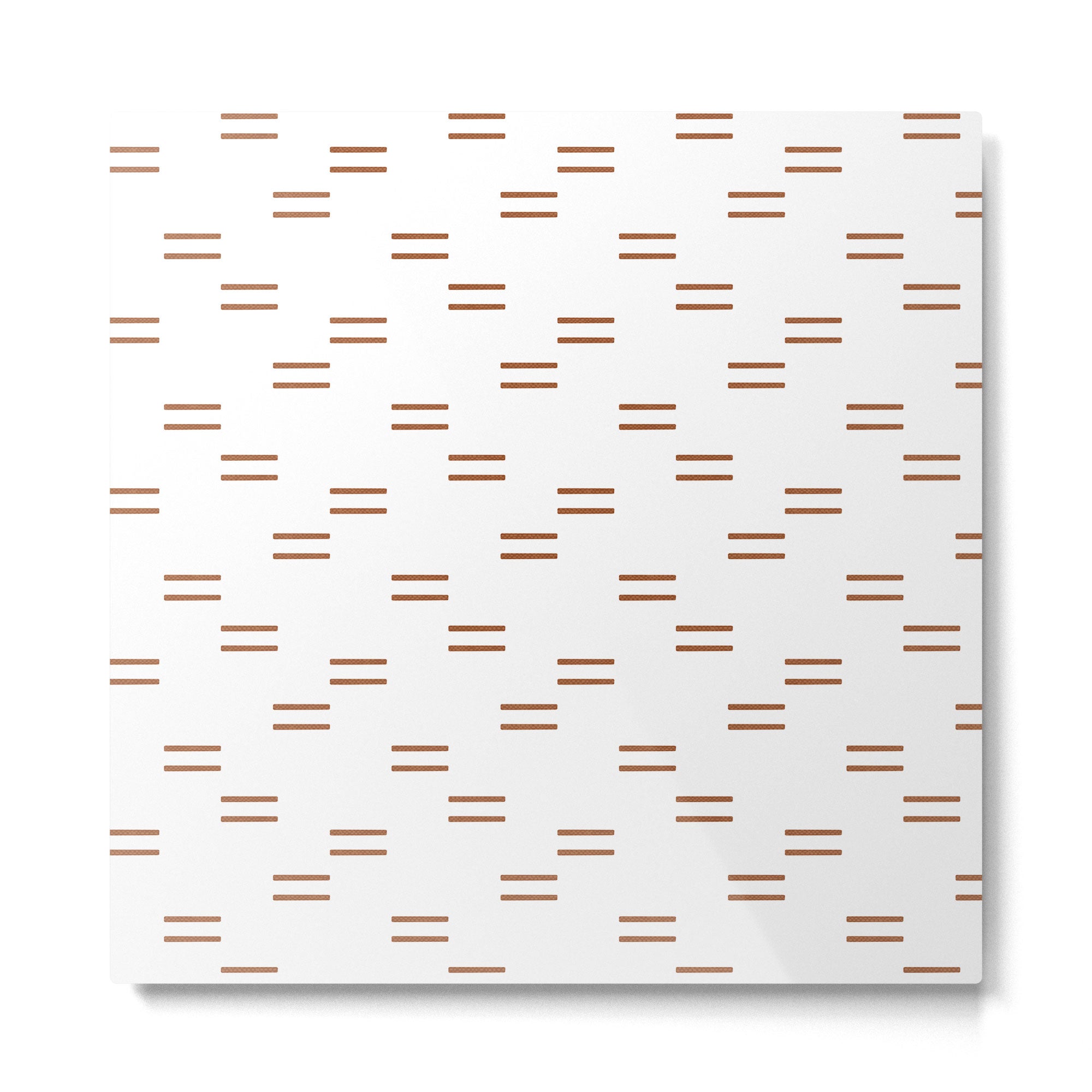 double dash in burnt orange on white Metal Print | TeksDecor