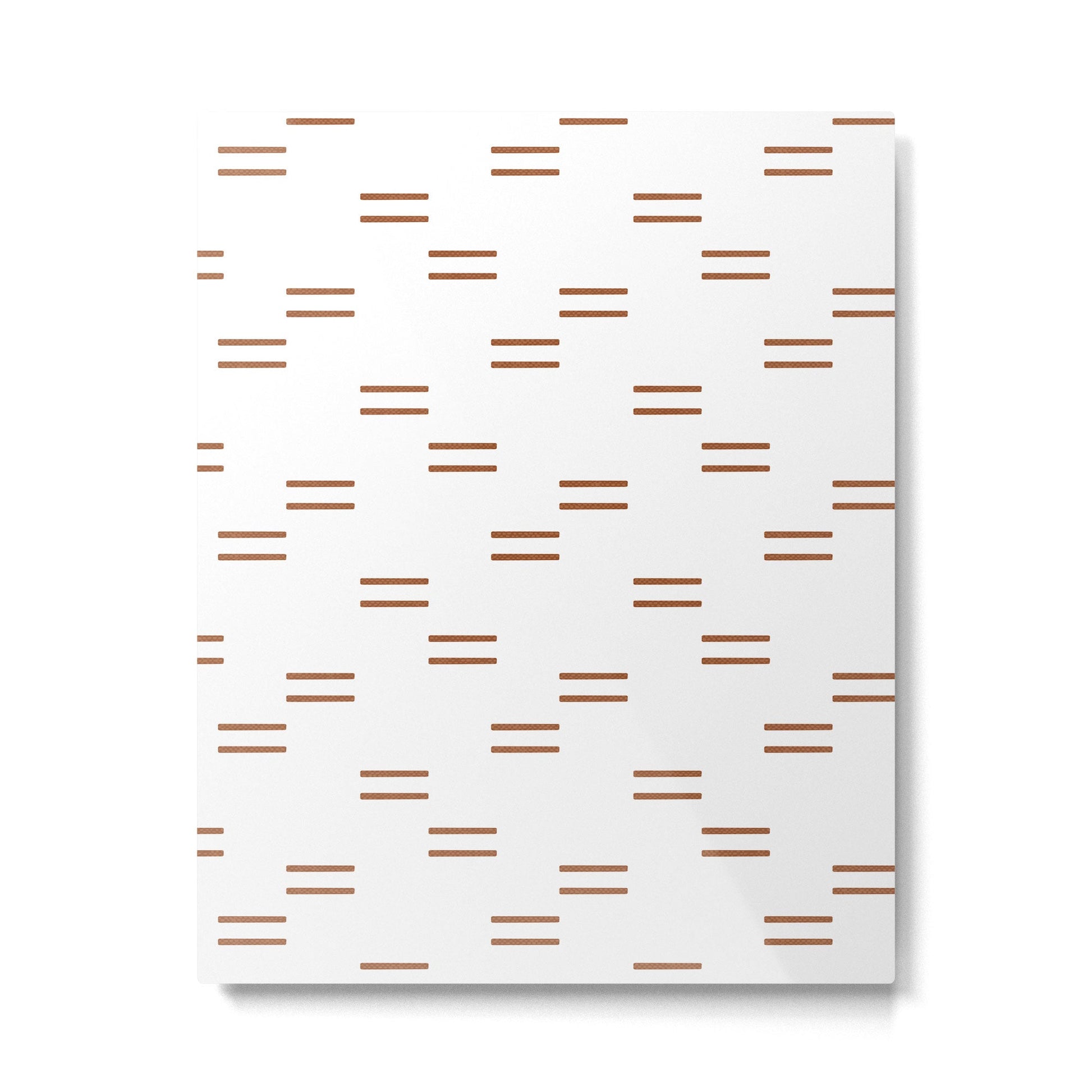 double dash in burnt orange on white Metal Print | TeksDecor