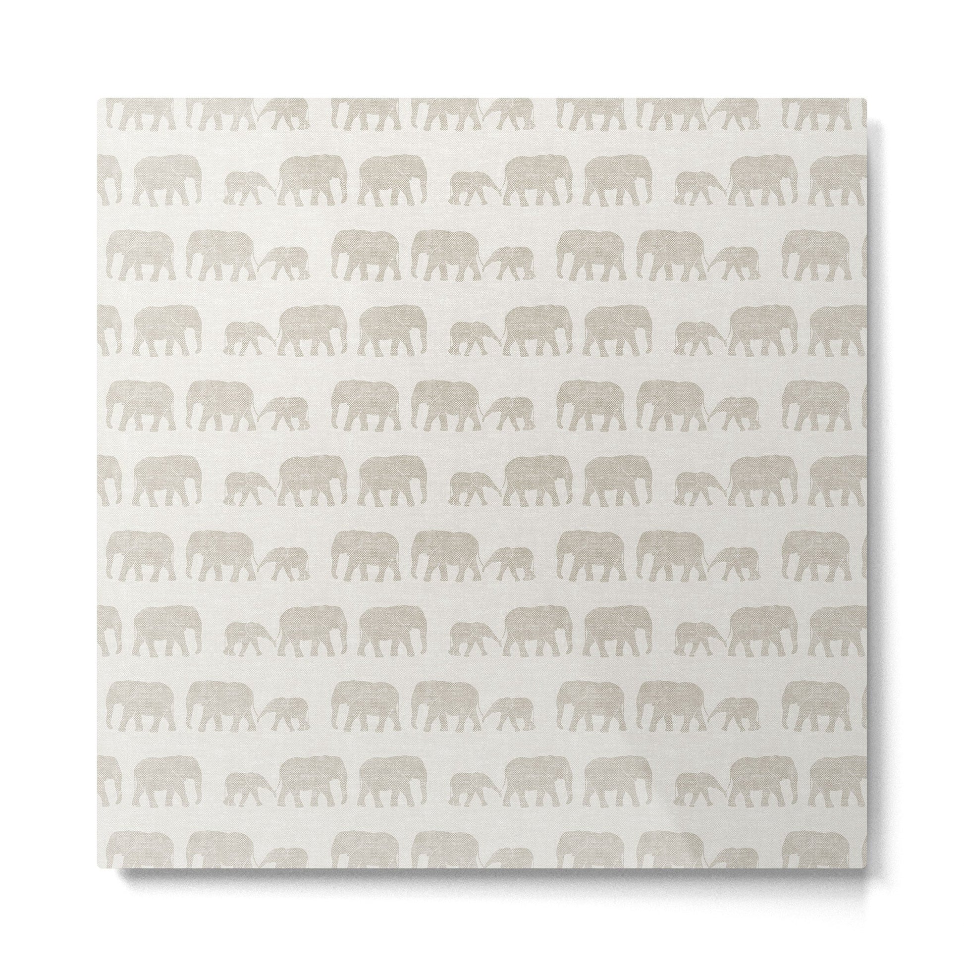 elephant march - beige Metal Print | TeksDecor