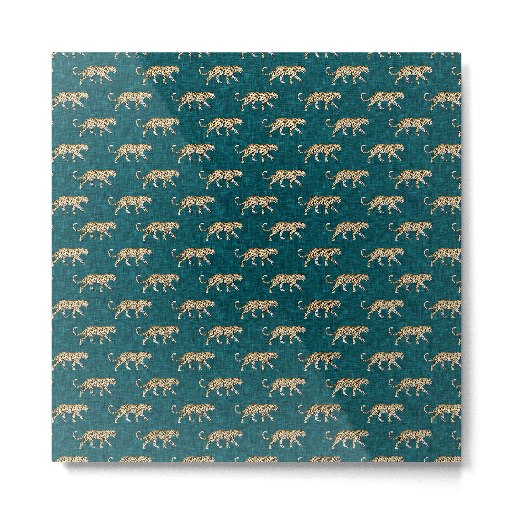 leopards walking - teal Metal Print | TeksDecor