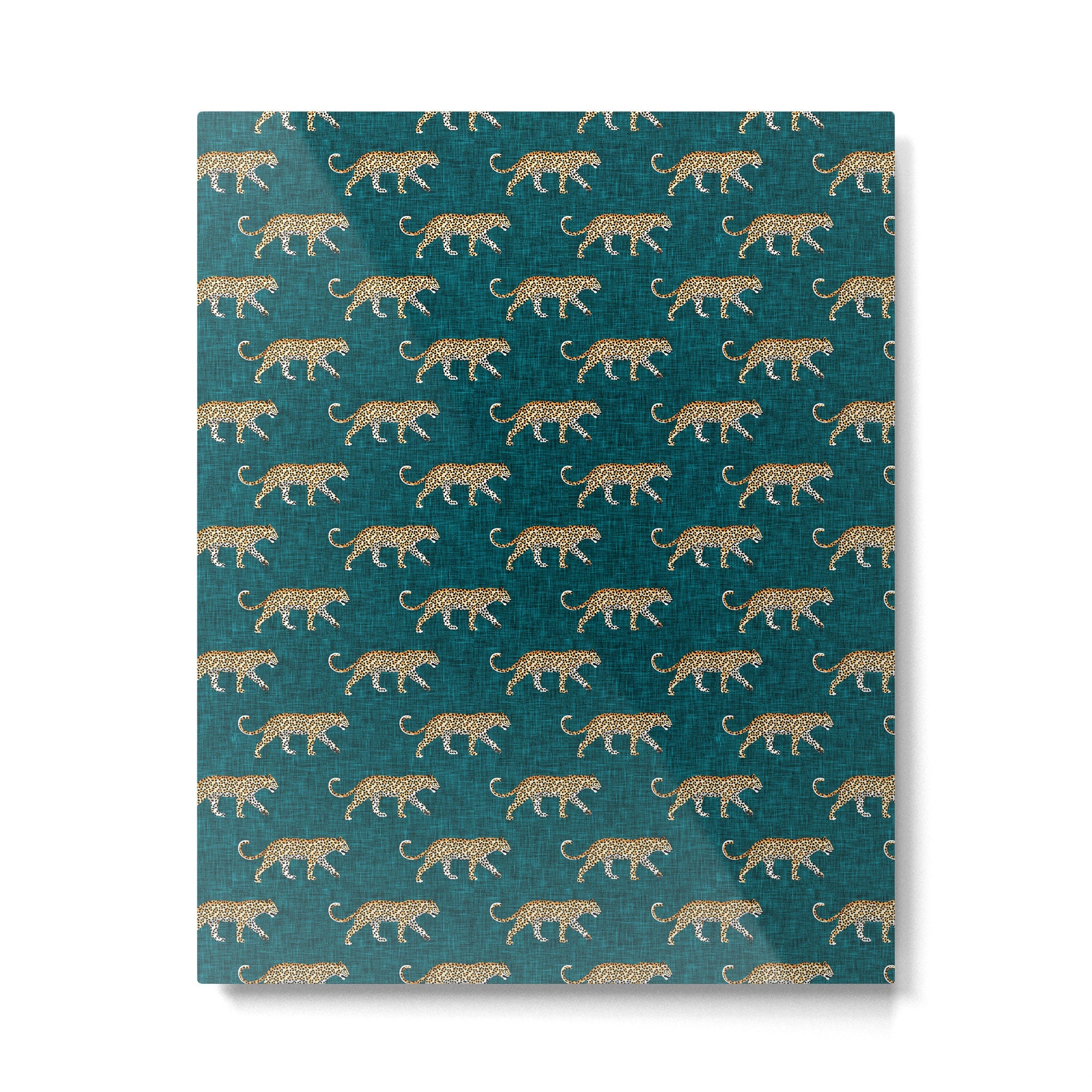 leopards walking - teal Metal Print | TeksDecor