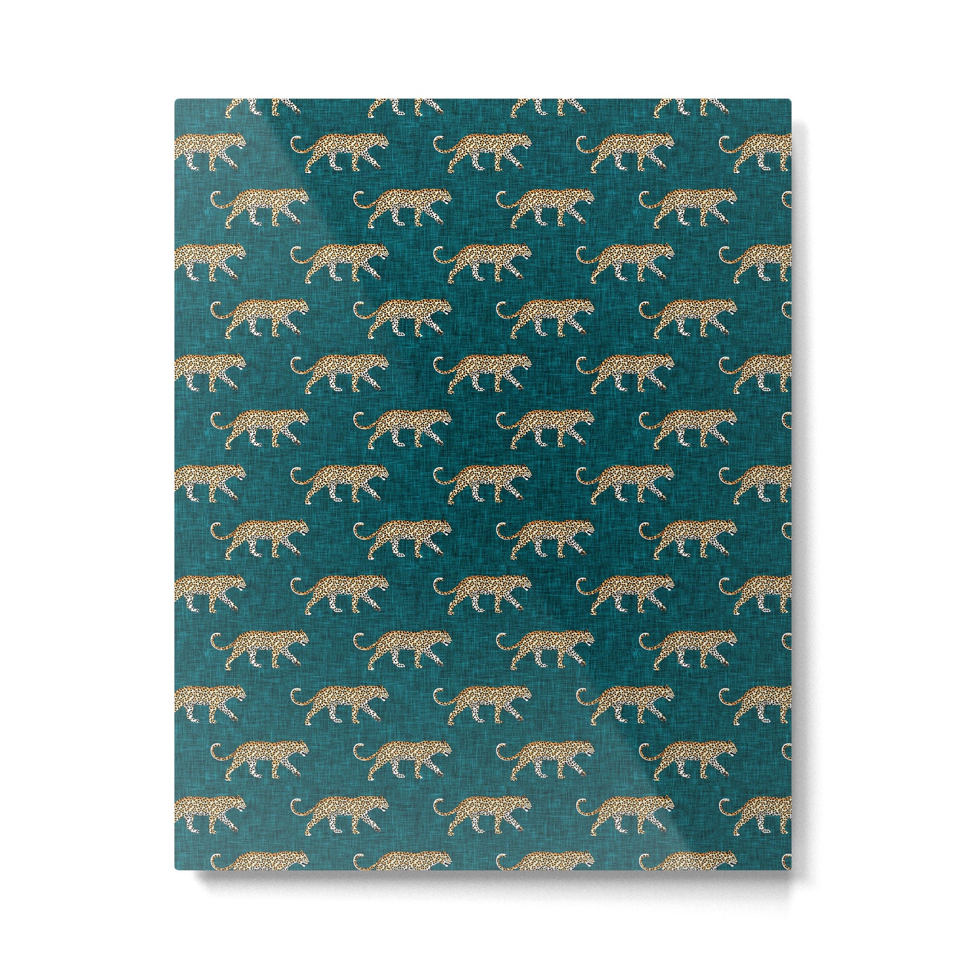 leopards walking - teal Metal Print | TeksDecor